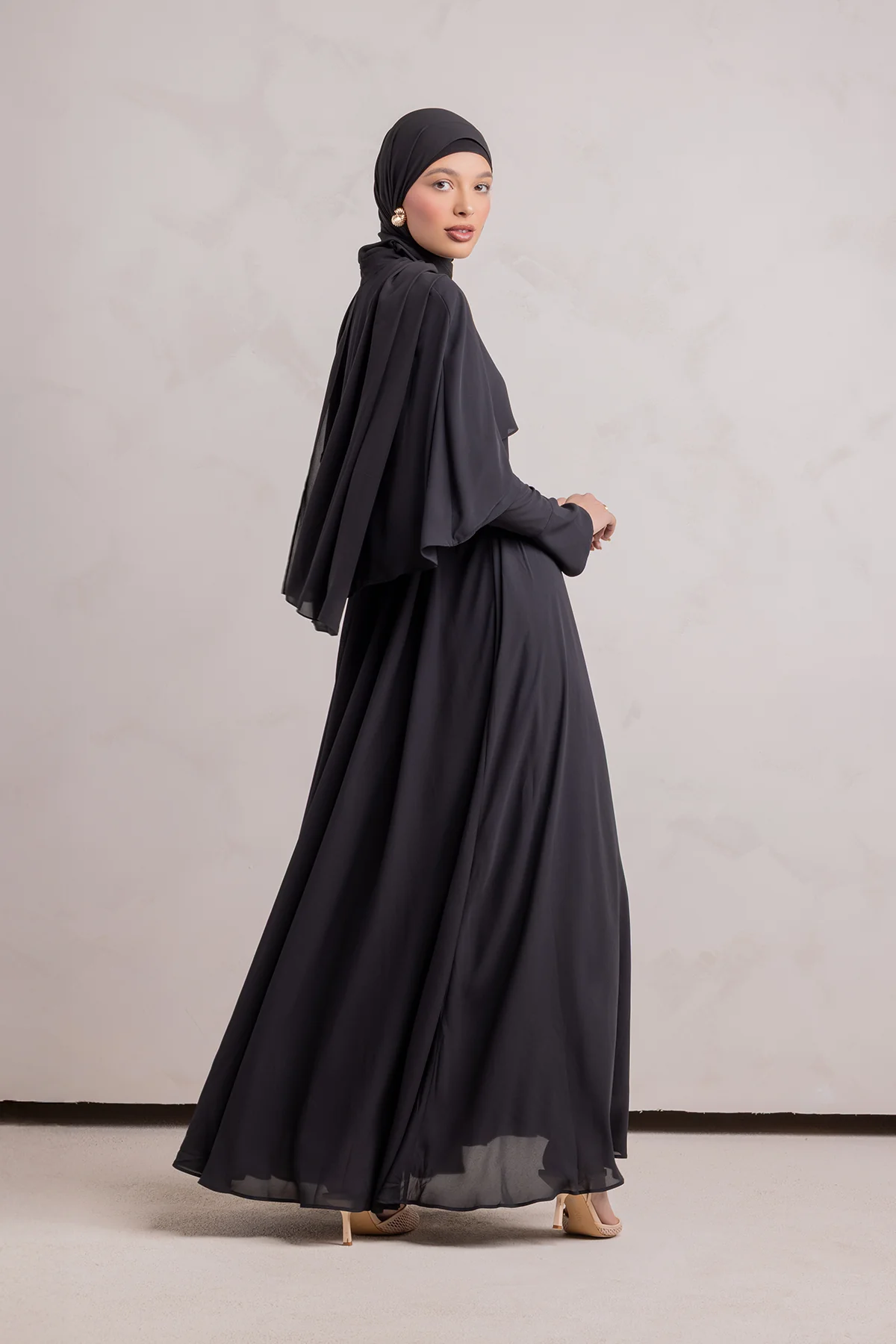 Fayruz Cape Maxi Dress - Black - Image 8