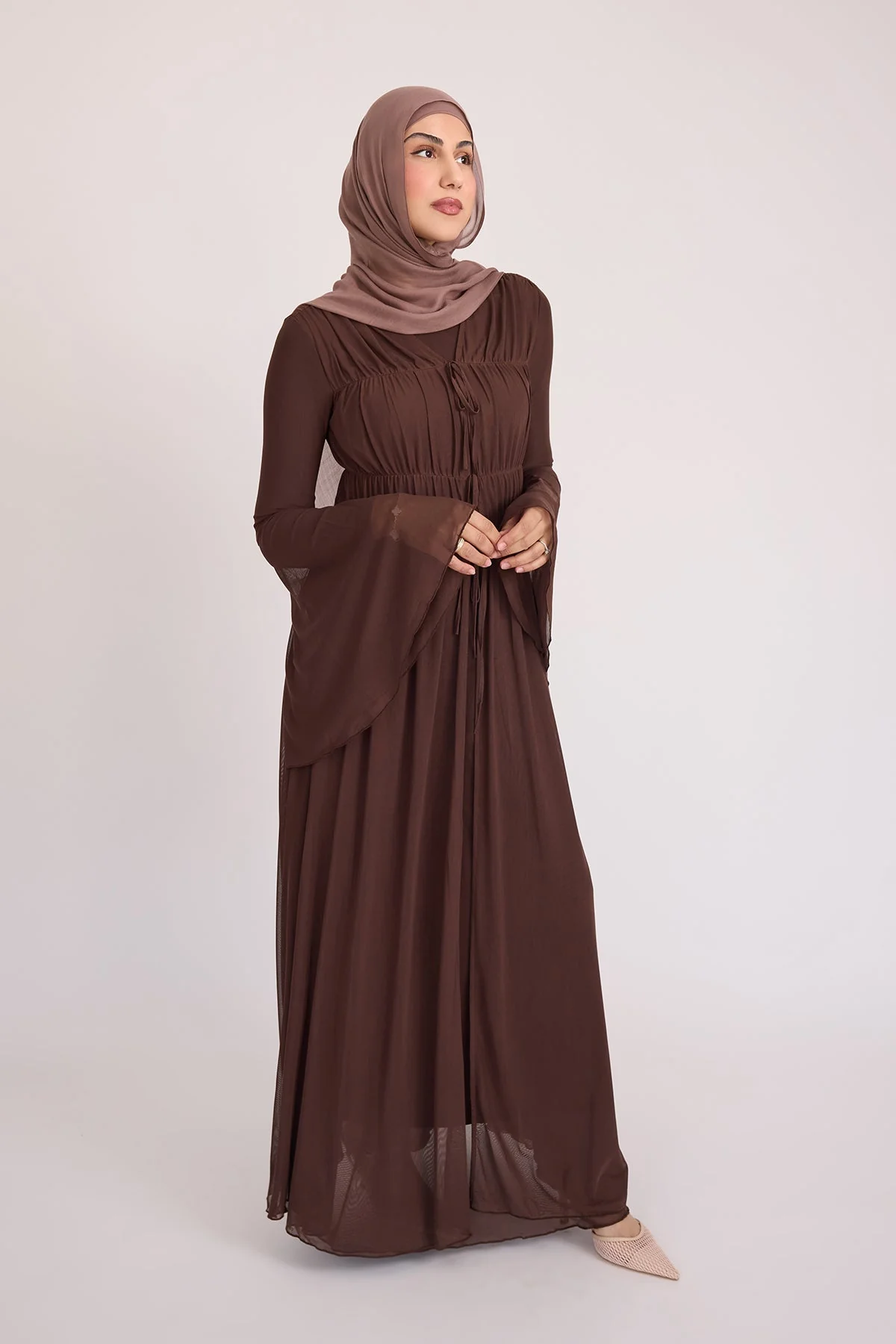 Hanadi Mesh Maxi Dress - Brown - Image 10
