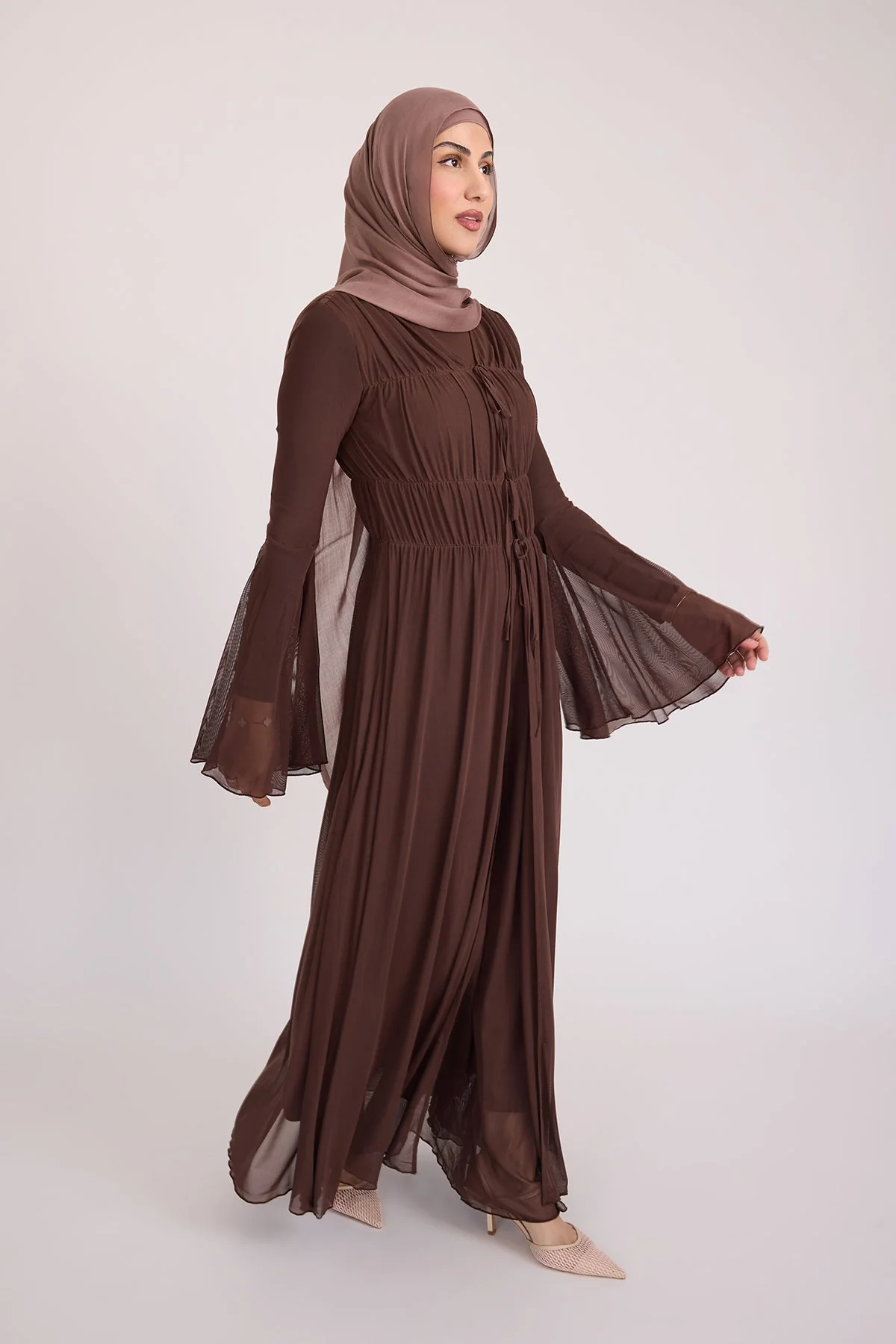 Hanadi Mesh Maxi Dress - Brown - Image 11