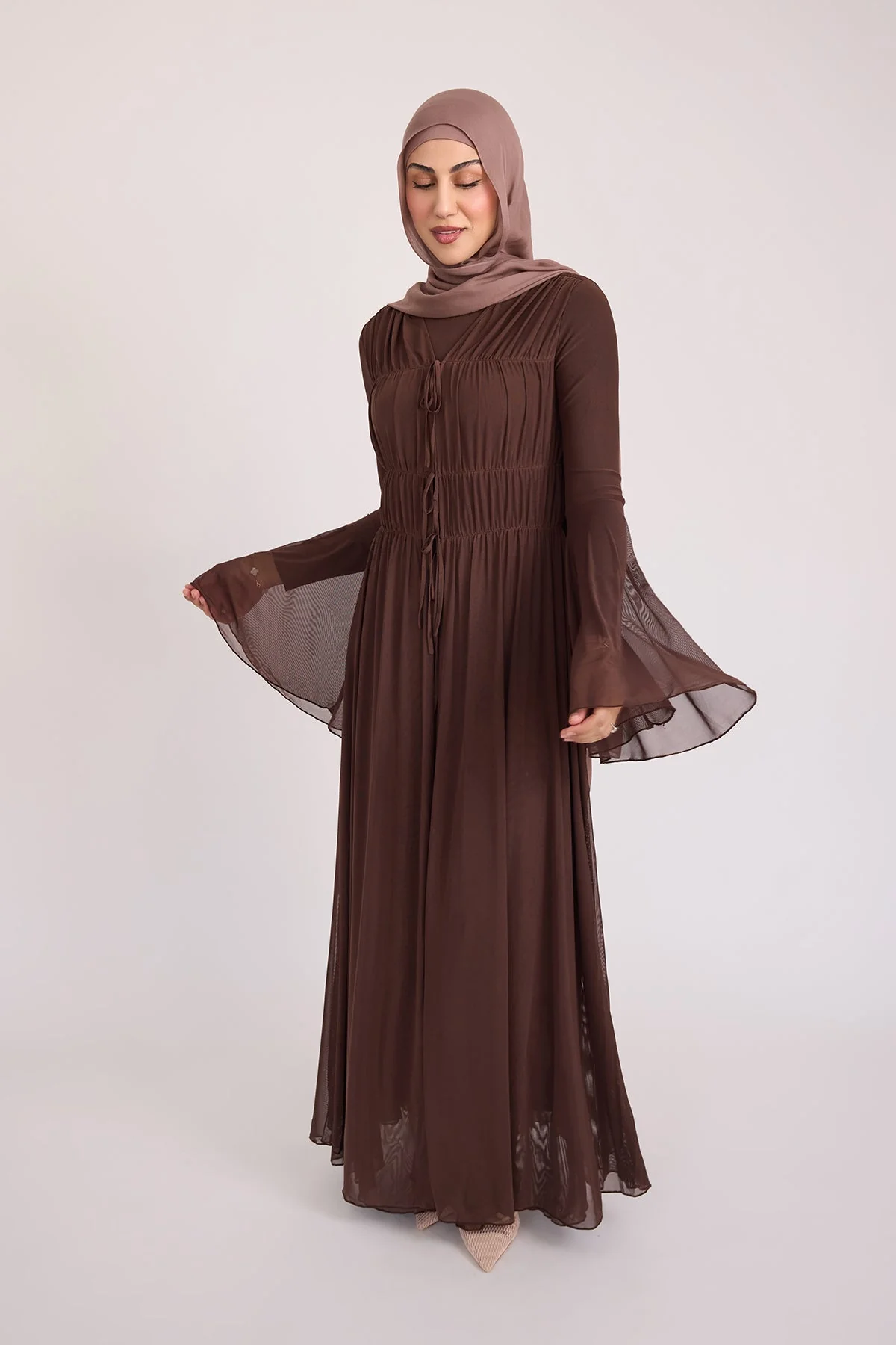 Hanadi Mesh Maxi Dress - Brown - Image 13