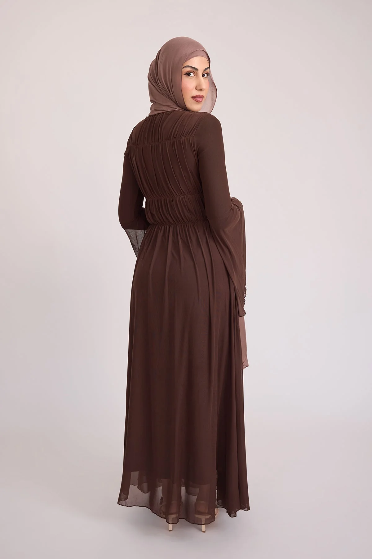 Hanadi Mesh Maxi Dress - Brown - Image 14