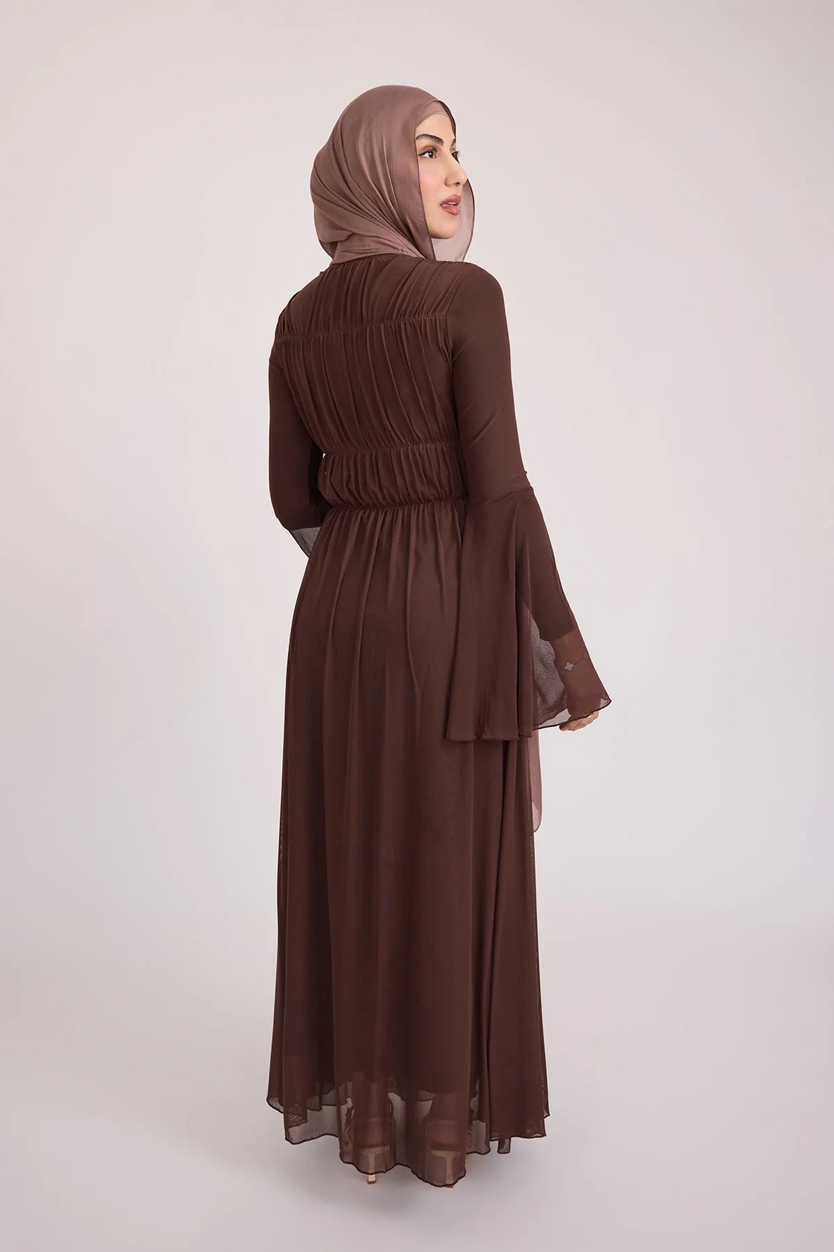Hanadi Mesh Maxi Dress - Brown - Image 15