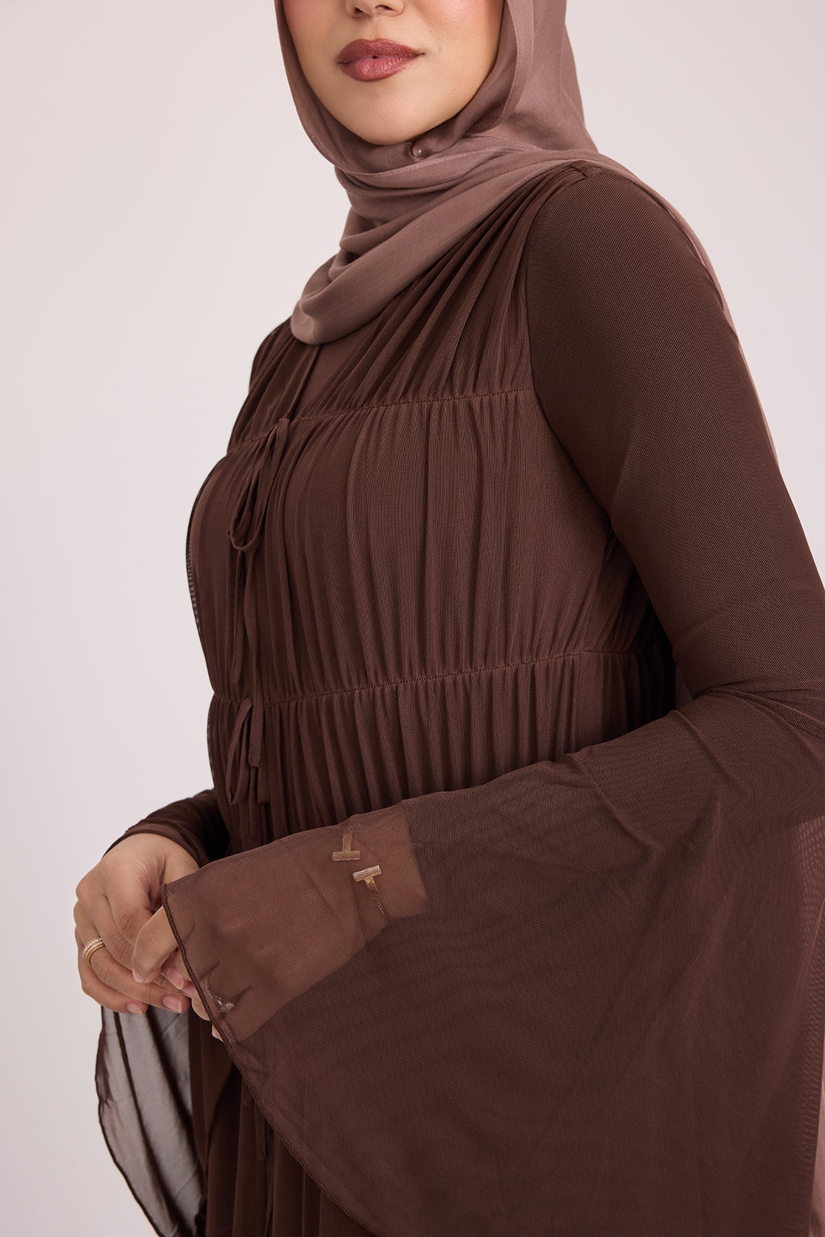 Hanadi Mesh Maxi Dress - Brown - Image 16