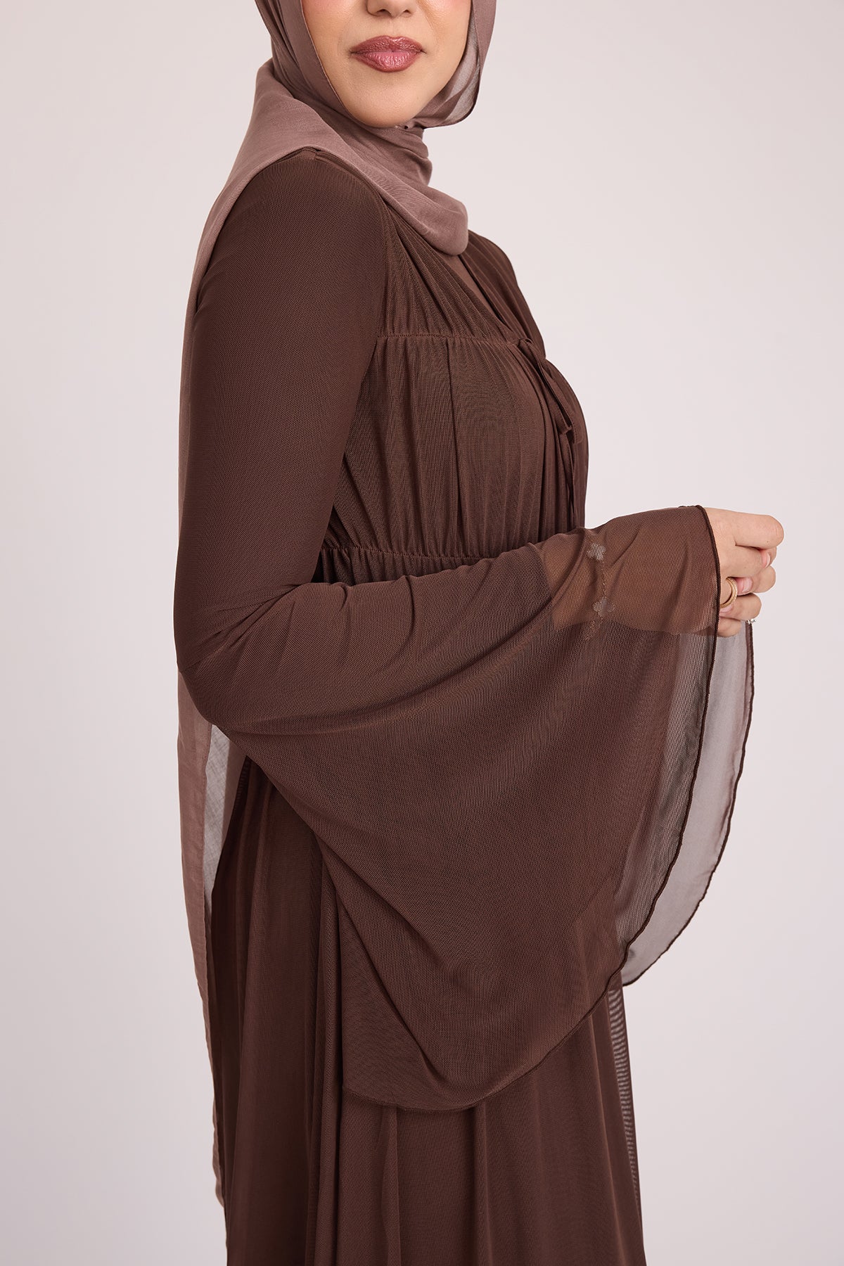 Hanadi Mesh Maxi Dress - Brown - Image 17