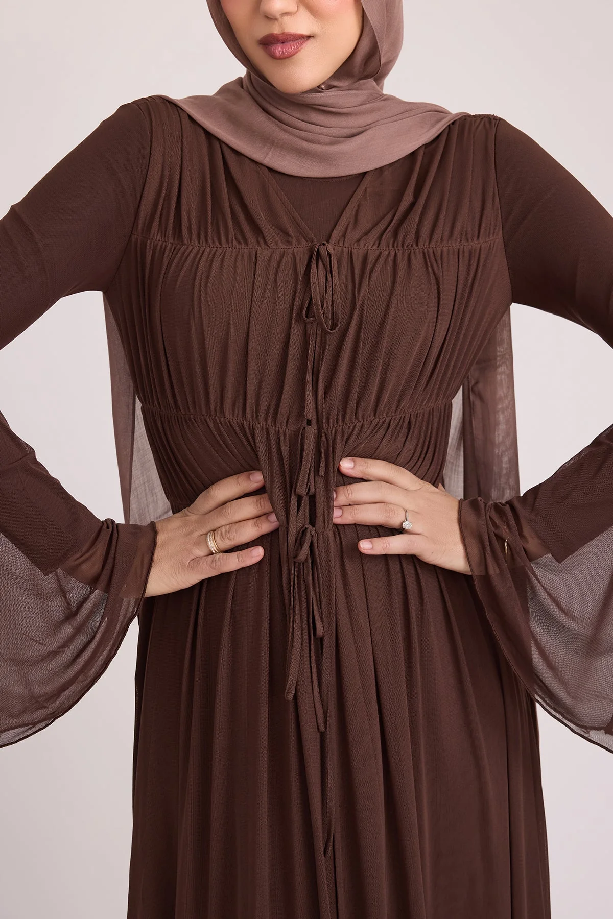 Hanadi Mesh Maxi Dress - Brown - Image 18