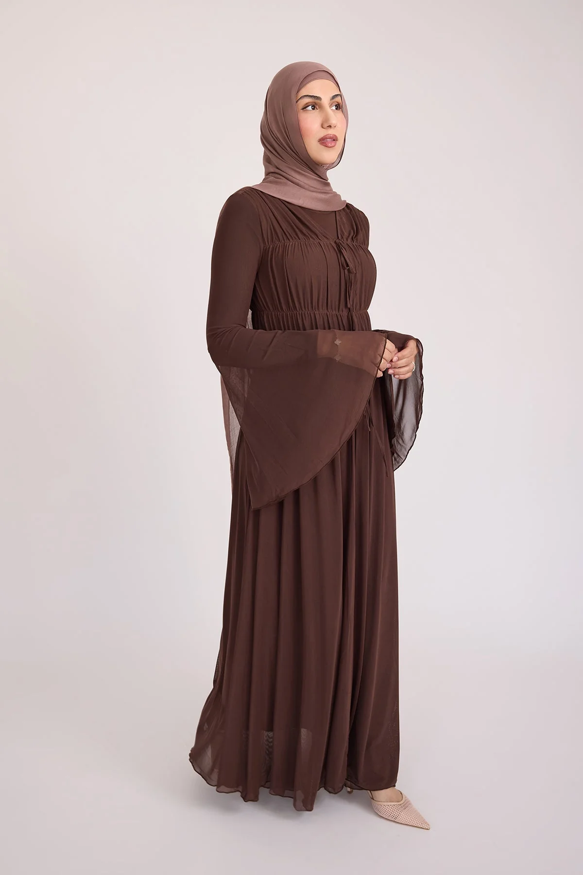 Hanadi Mesh Maxi Dress - Brown - Image 3