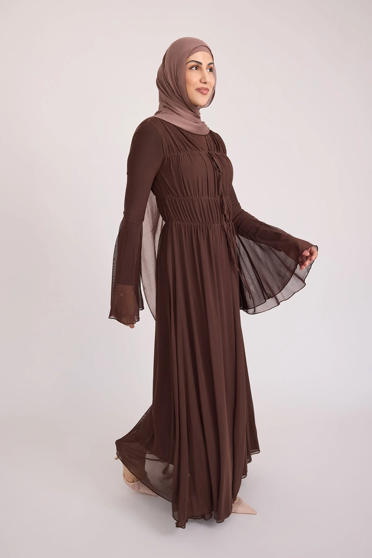 Hanadi Mesh Maxi Dress - Brown - Image 4