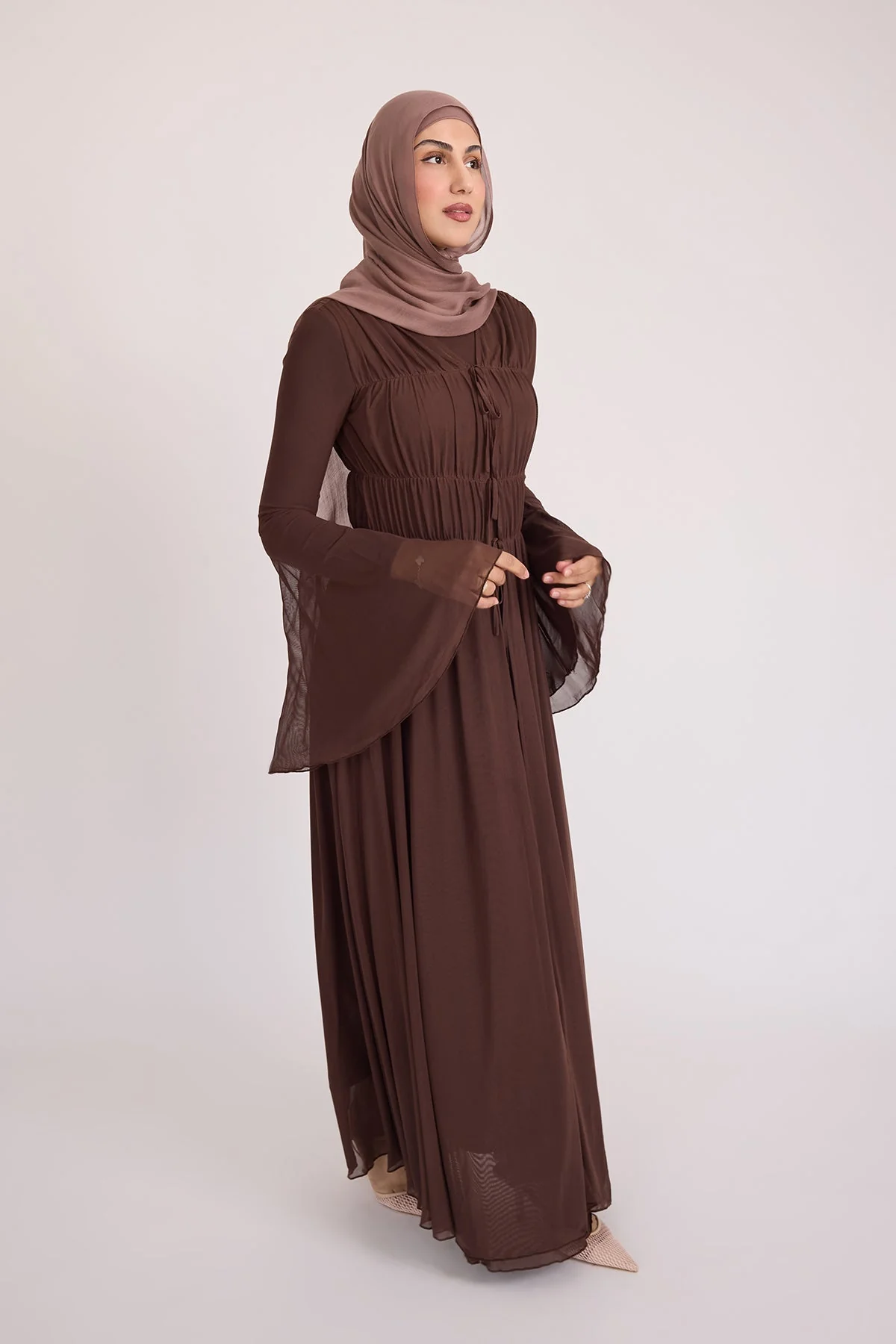 Hanadi Mesh Maxi Dress - Brown - Image 6