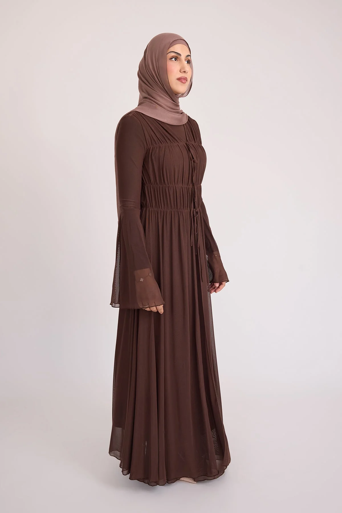 Hanadi Mesh Maxi Dress - Brown - Image 7