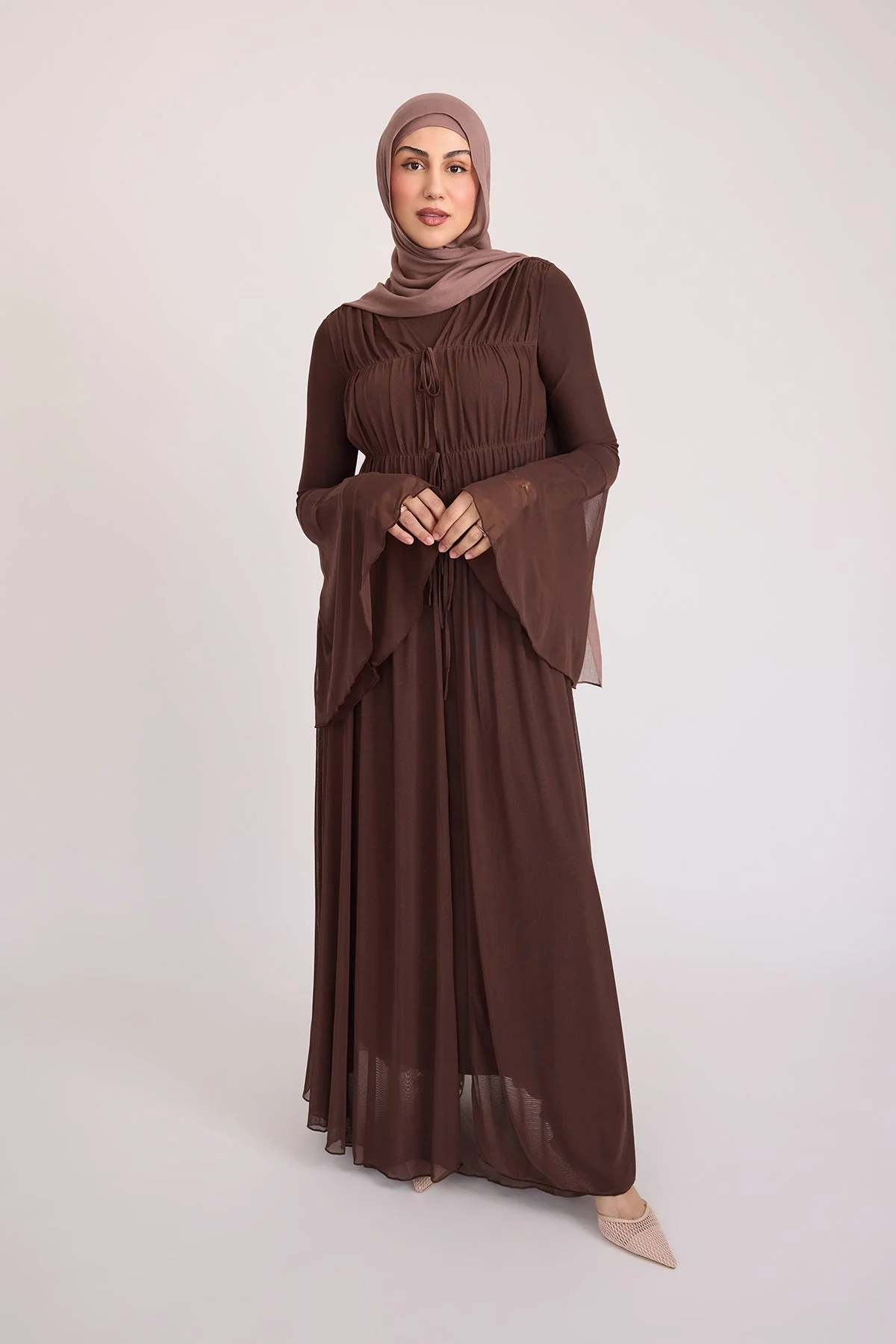 Hanadi Mesh Maxi Dress - Brown - Image 8