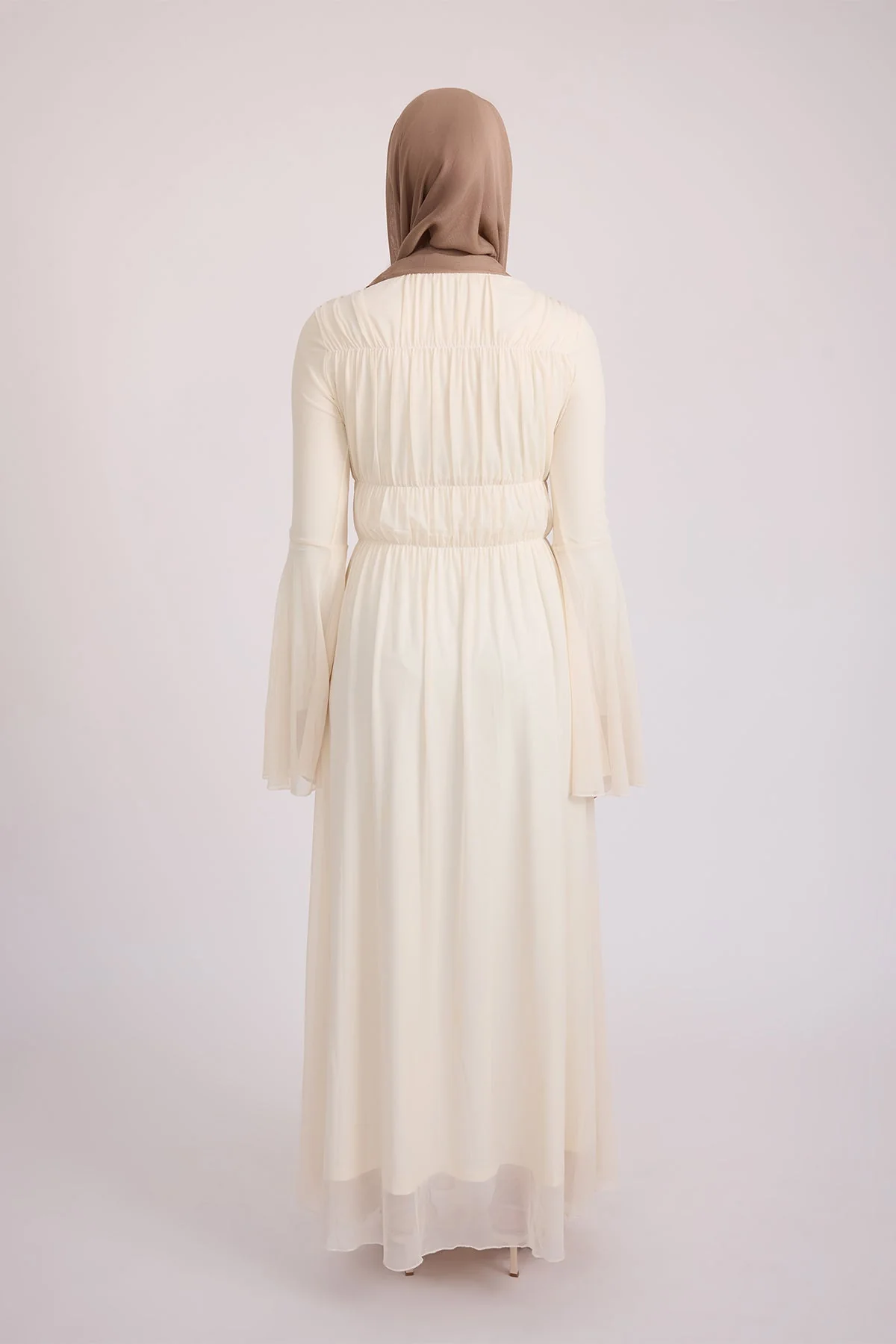 Hanadi Mesh Maxi Dress - Cream - Image 5