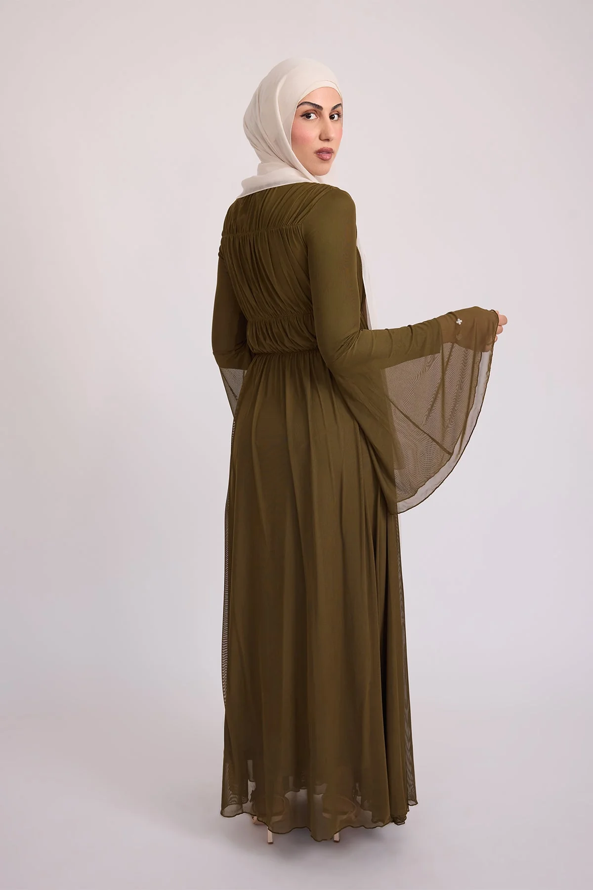 Hanadi Mesh Maxi Dress - Olive - Image 3