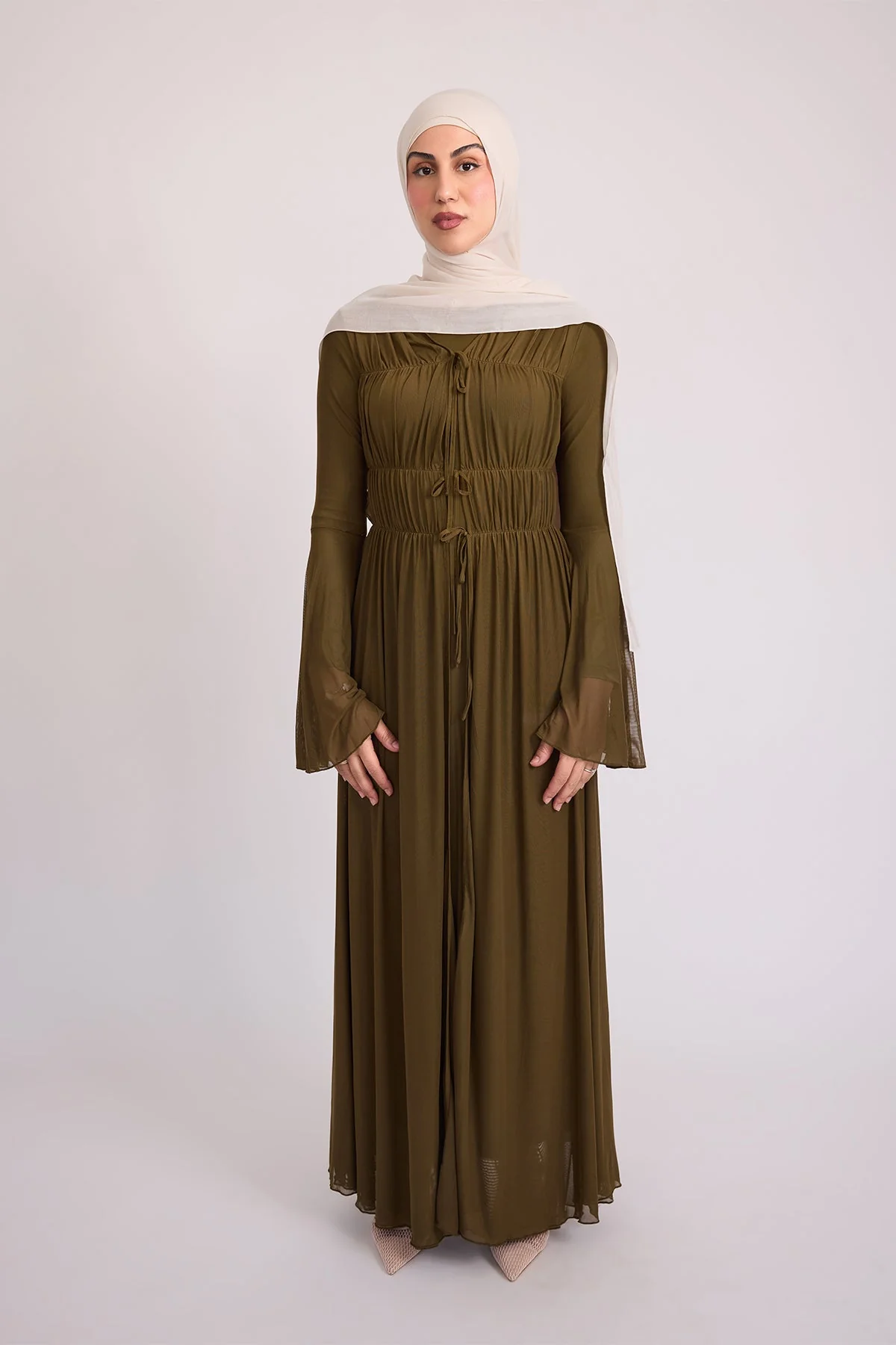 Hanadi Mesh Maxi Dress - Olive - Image 4