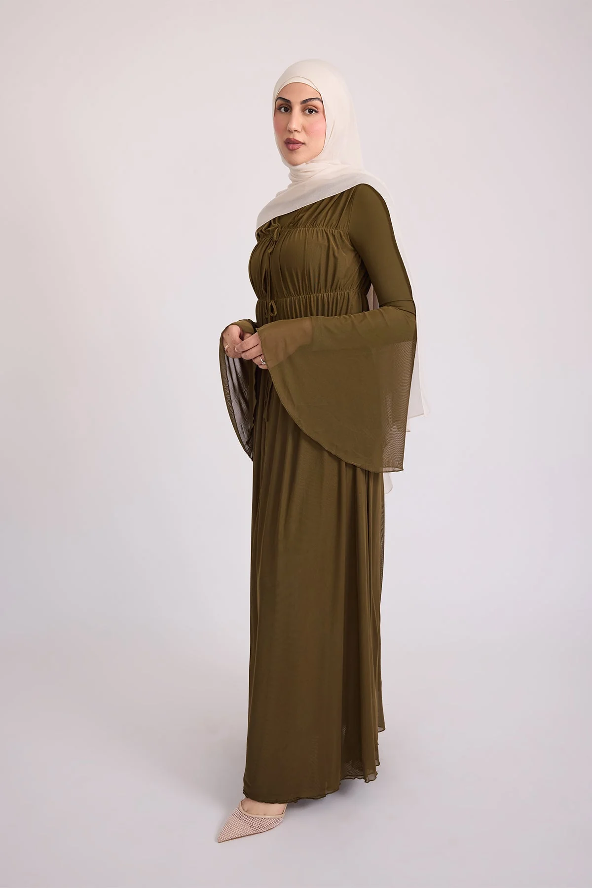 Hanadi Mesh Maxi Dress - Olive - Image 5
