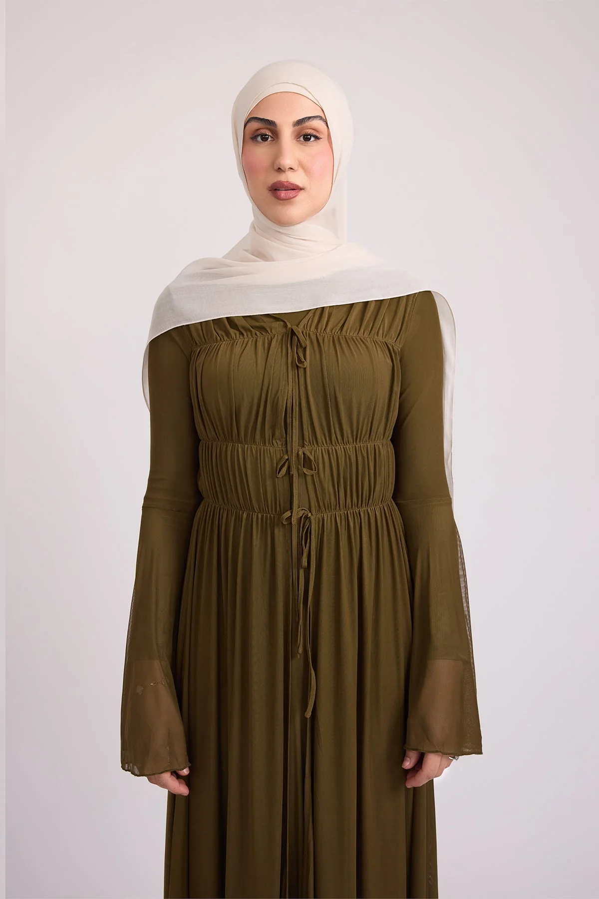 Hanadi Mesh Maxi Dress - Olive - Image 7