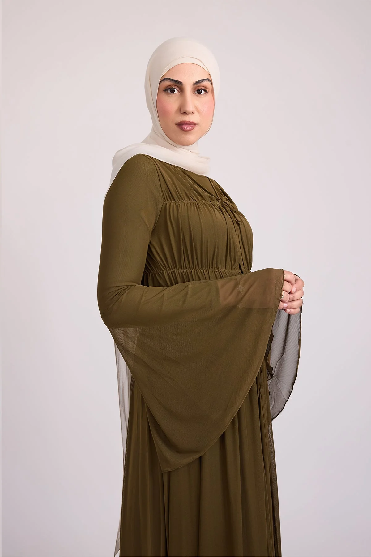 Hanadi Mesh Maxi Dress - Olive - Image 8