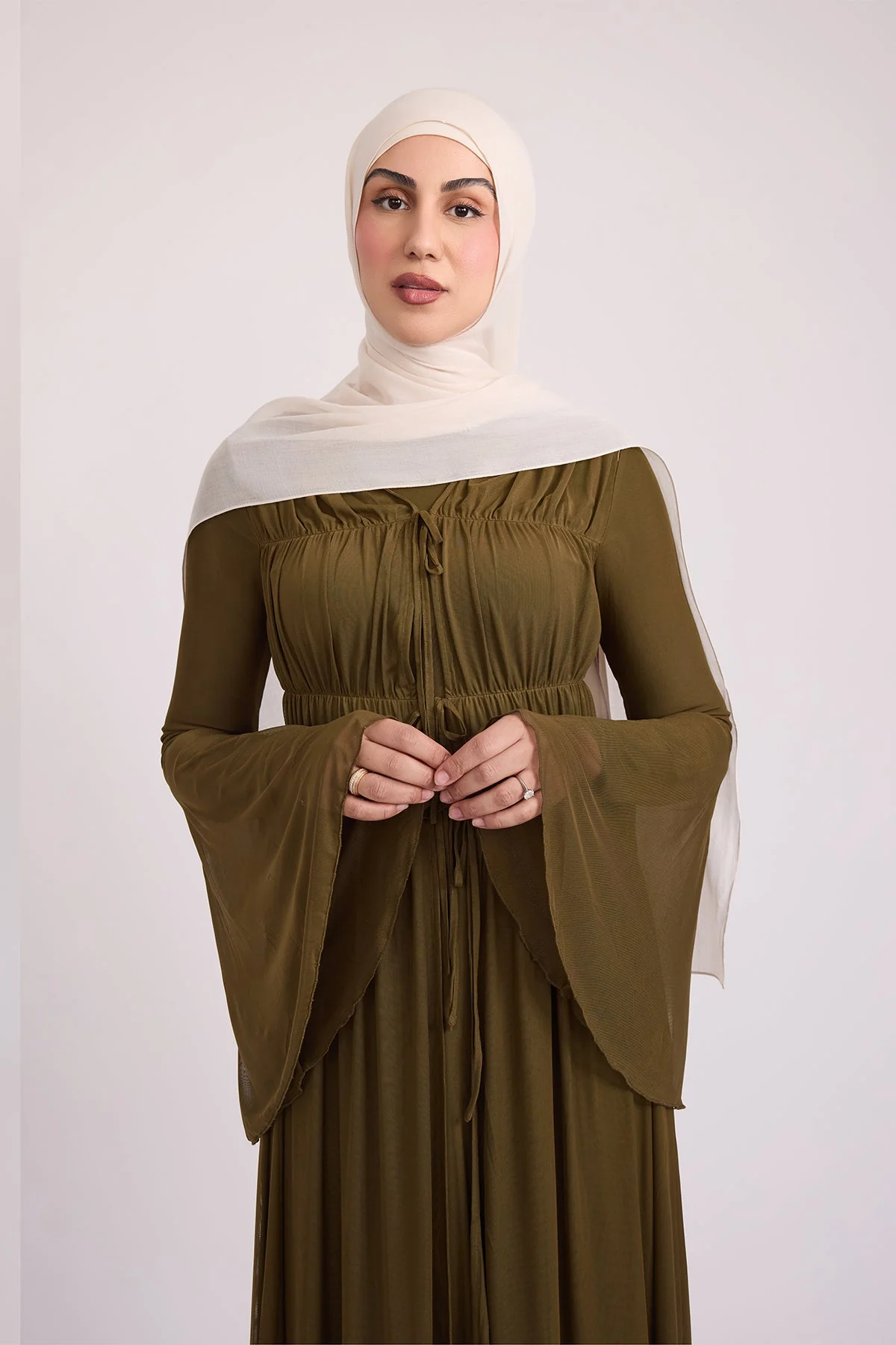 Hanadi Mesh Maxi Dress - Olive - Image 9