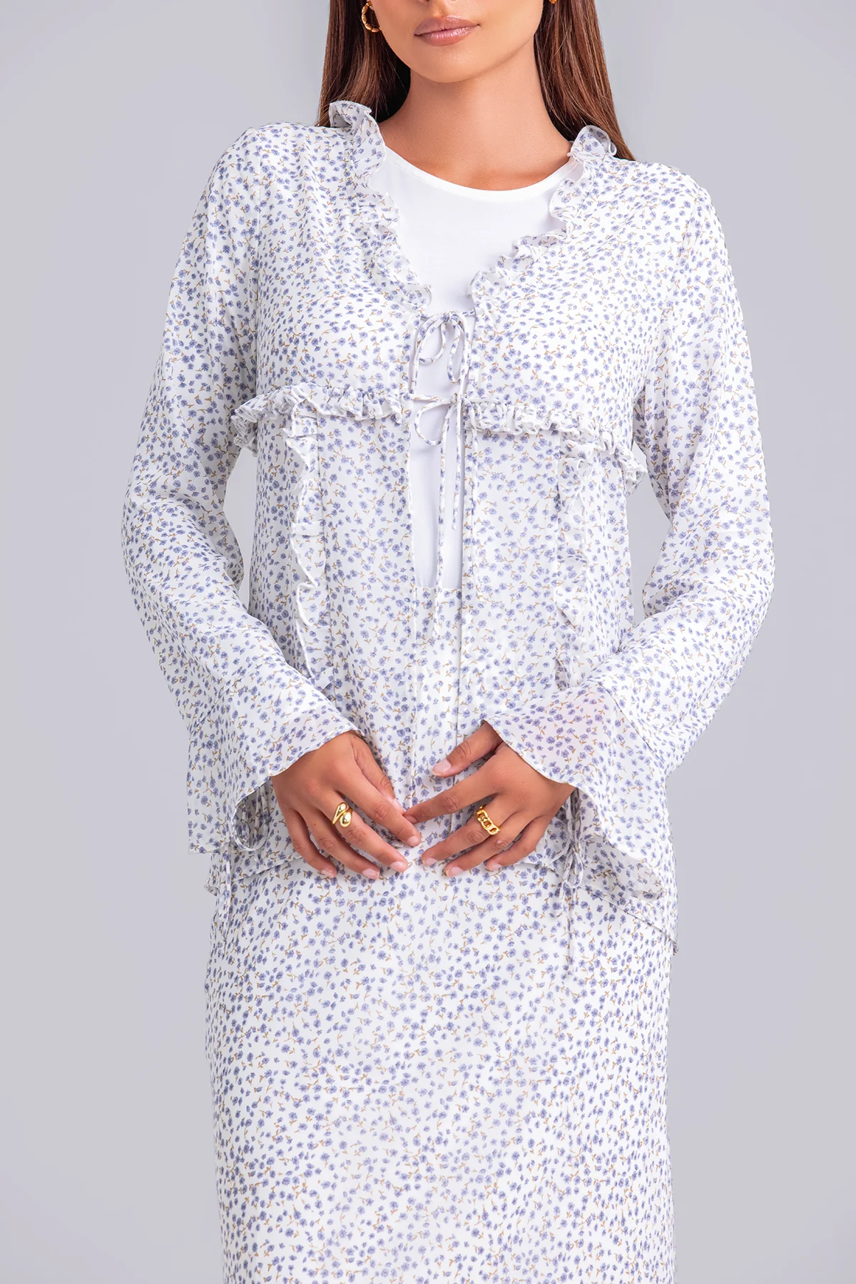 Hayat Ruffle Top & Maxi Skirt Set- Dainty Blue - Image 7