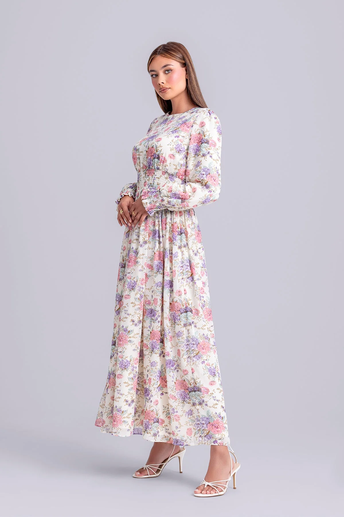 Esra Floral Smocked Maxi Dress- Floral Heaven - Image 3