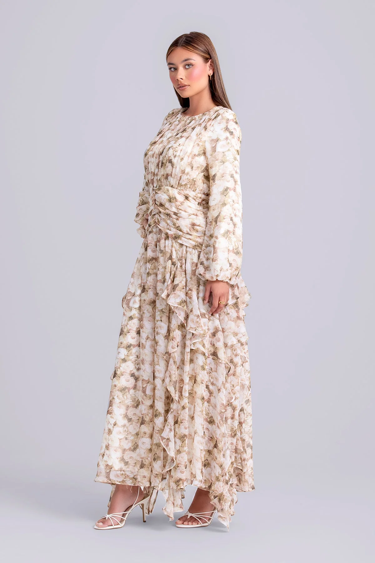 Inaya Floral Ruffle Maxi Dress- Mist - Image 3