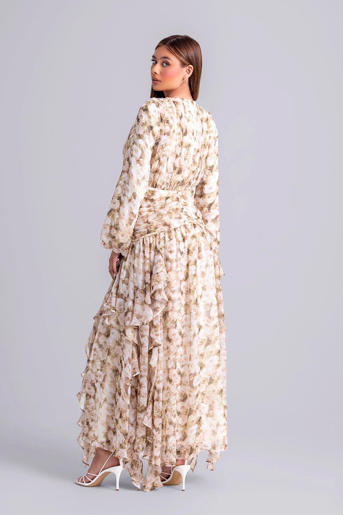 Inaya Floral Ruffle Maxi Dress- Mist - Image 4