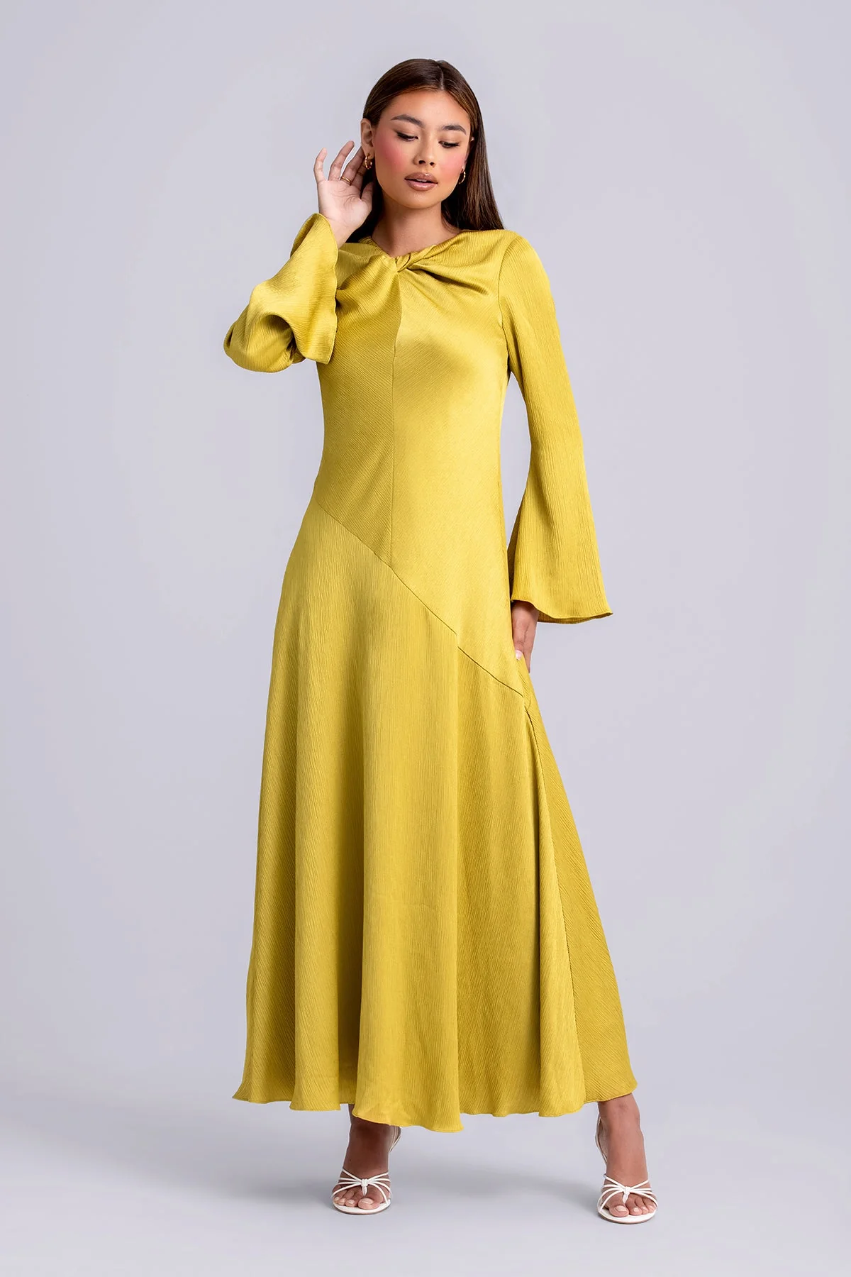Irva Long Sleeve Maxi Dress- Moss - Image 2