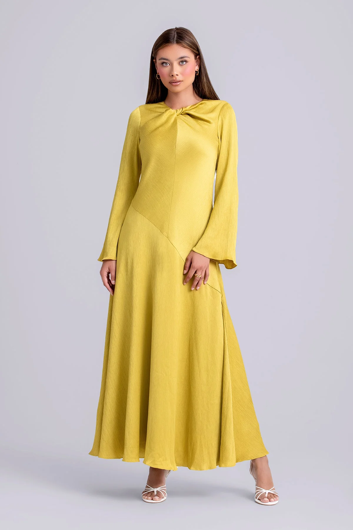 Irva Long Sleeve Maxi Dress- Moss - Image 3