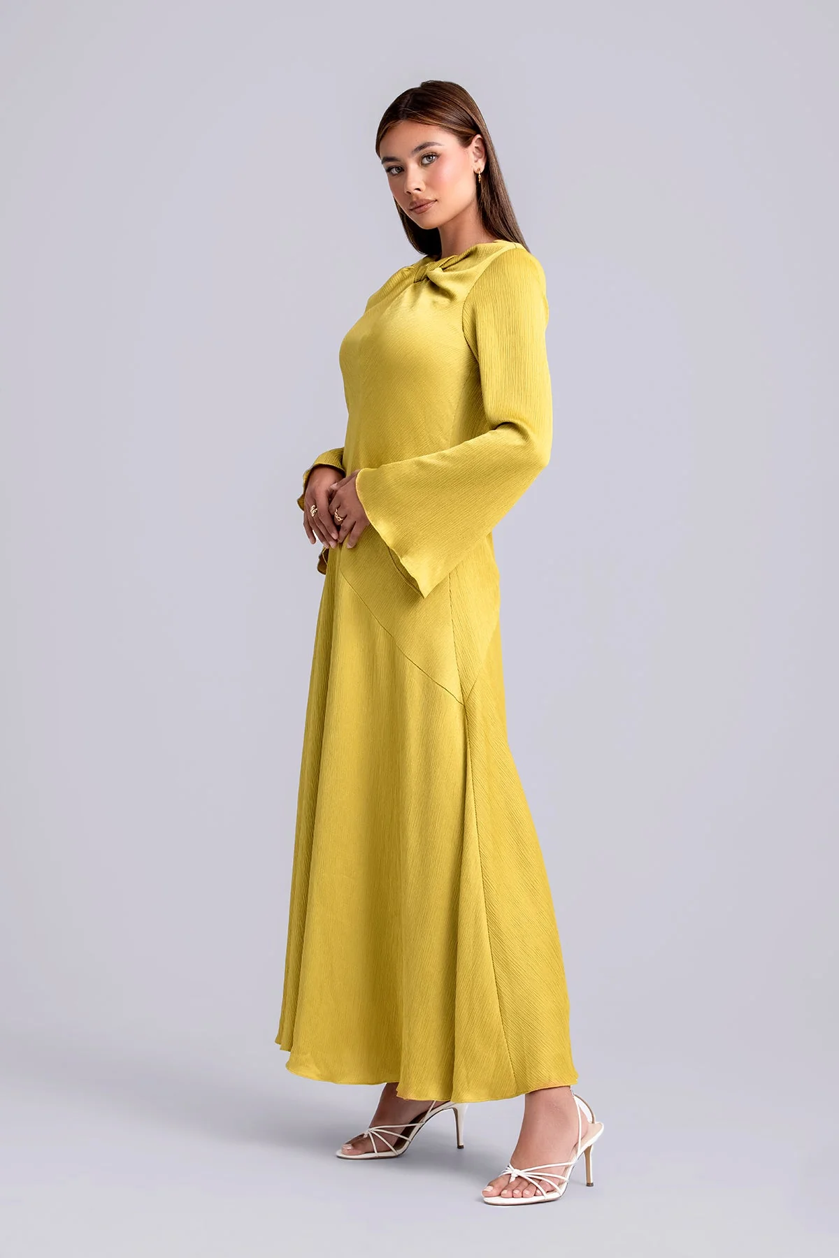 Irva Long Sleeve Maxi Dress- Moss - Image 4
