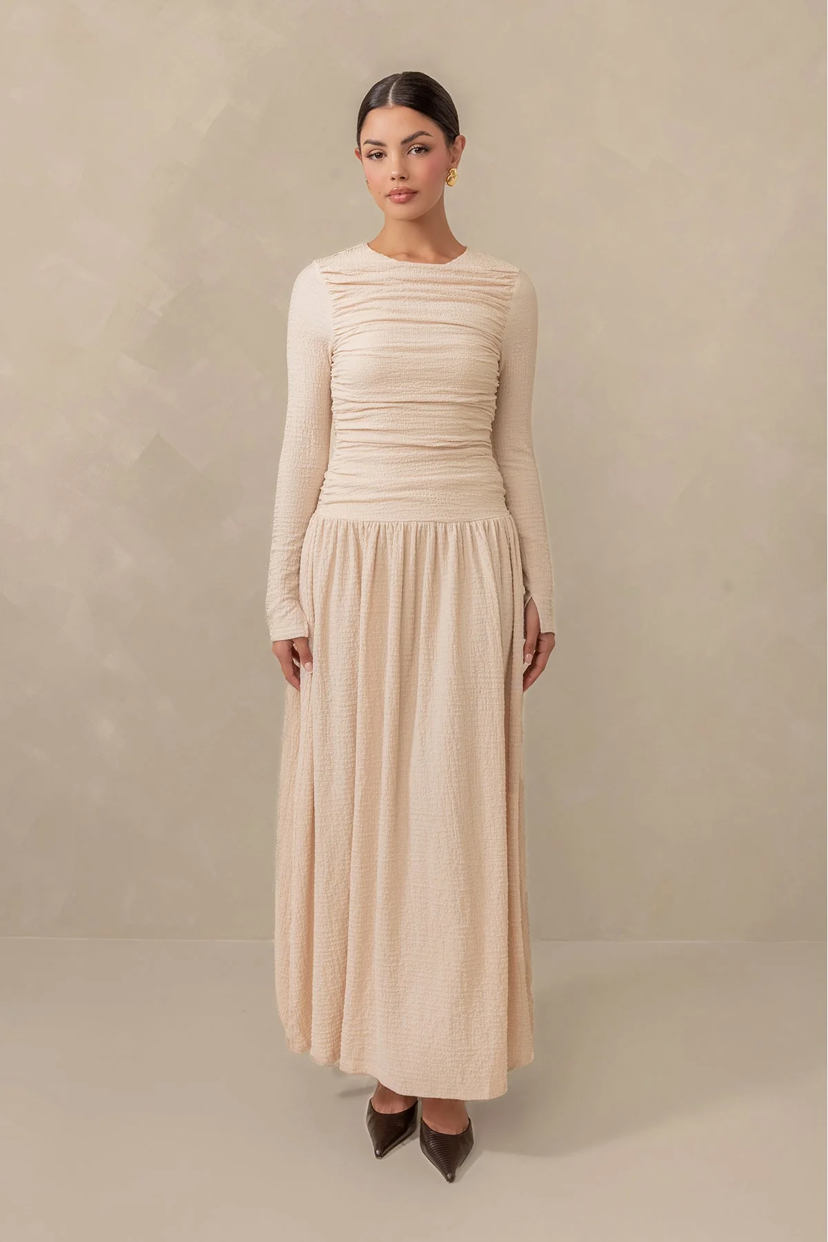 Juliette Everyday Drop Waist Maxi Dress - Cream - Image 2