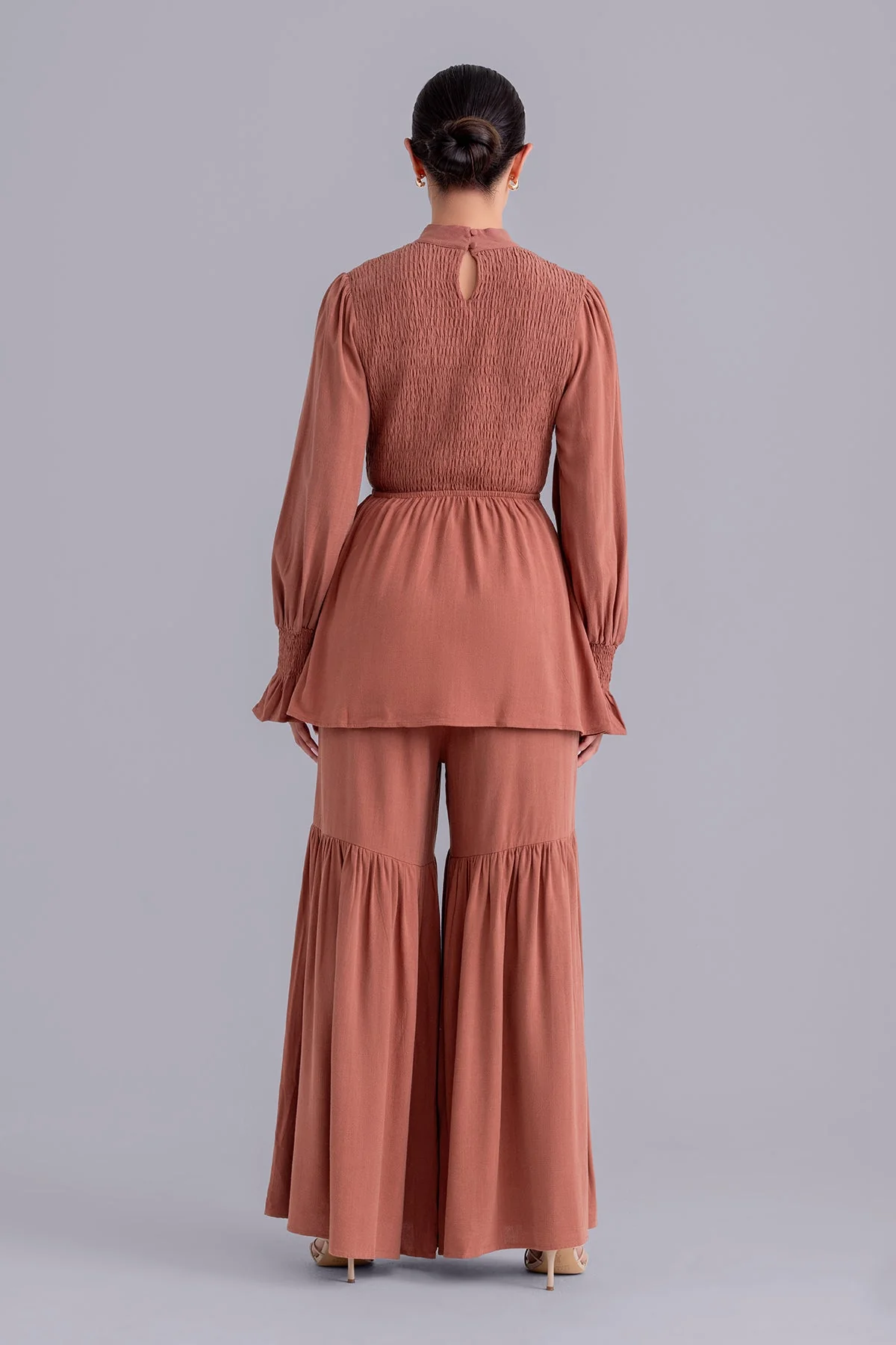 Krina Linen Smock Pant and Top Set - Spice - Image 6
