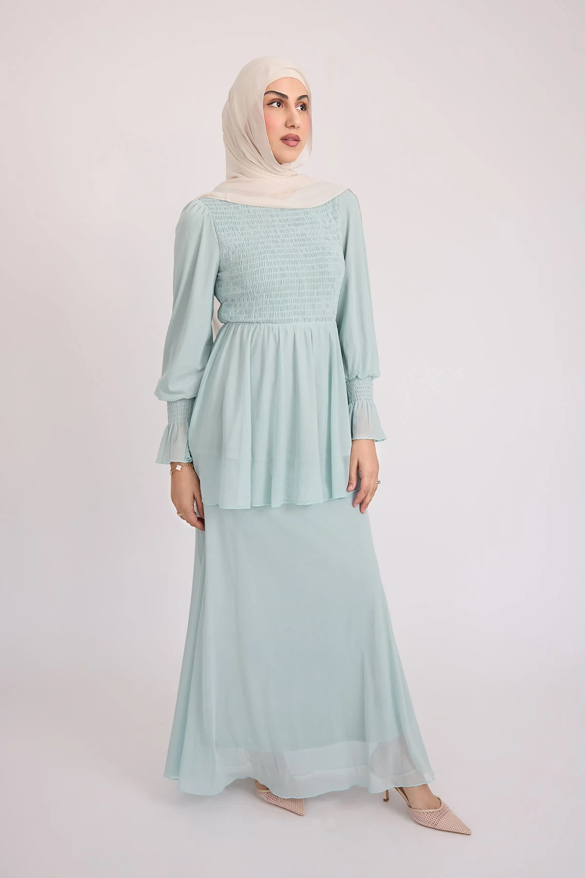 Krina Top and Skirt - Sage Blue - Image 3