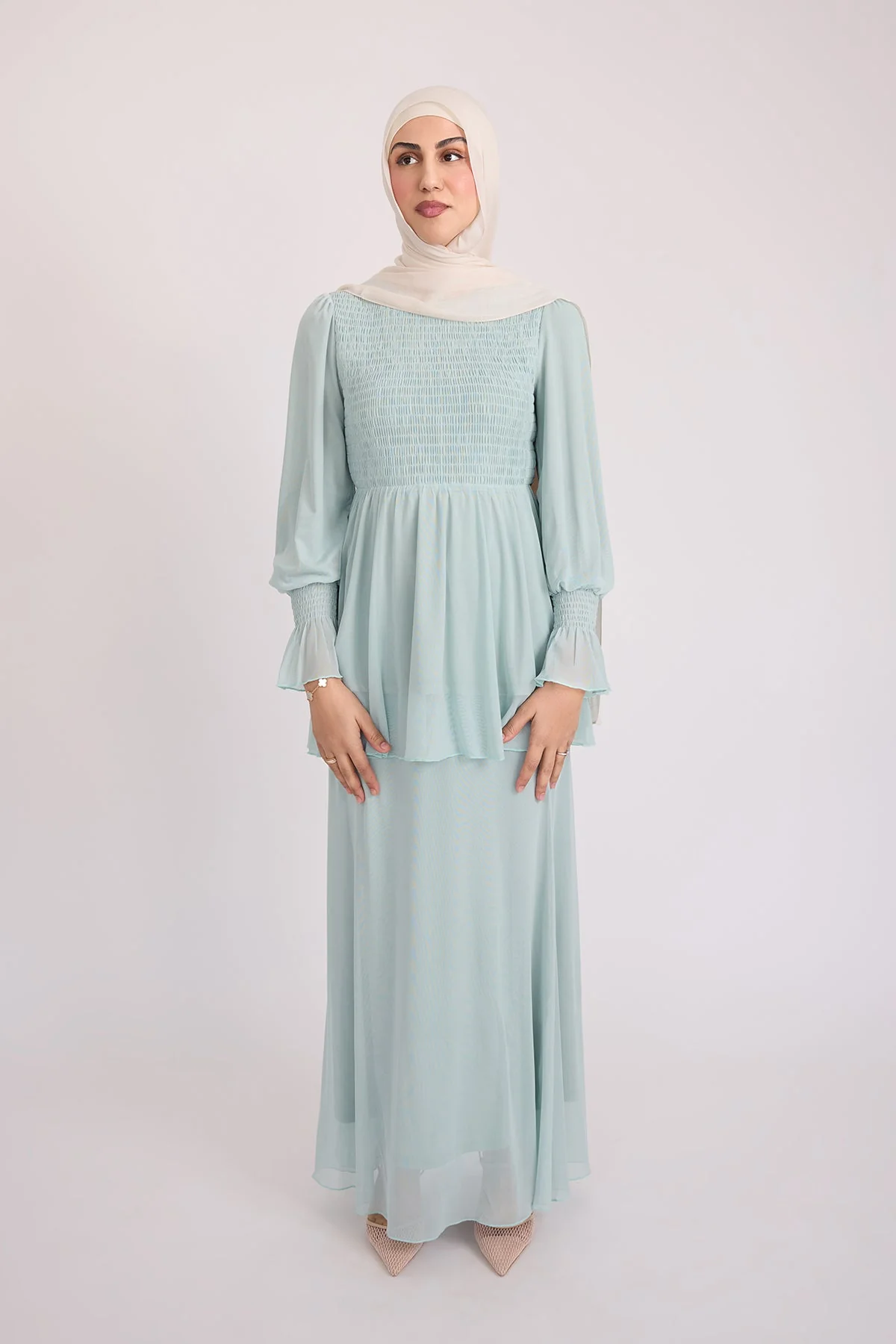 Krina Top and Skirt - Sage Blue - Image 4