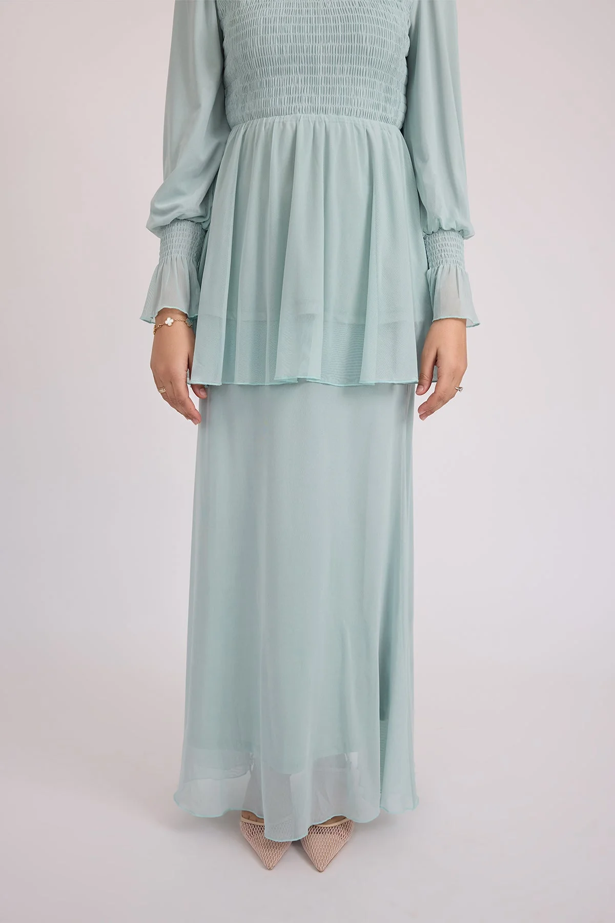 Krina Top and Skirt - Sage Blue - Image 8