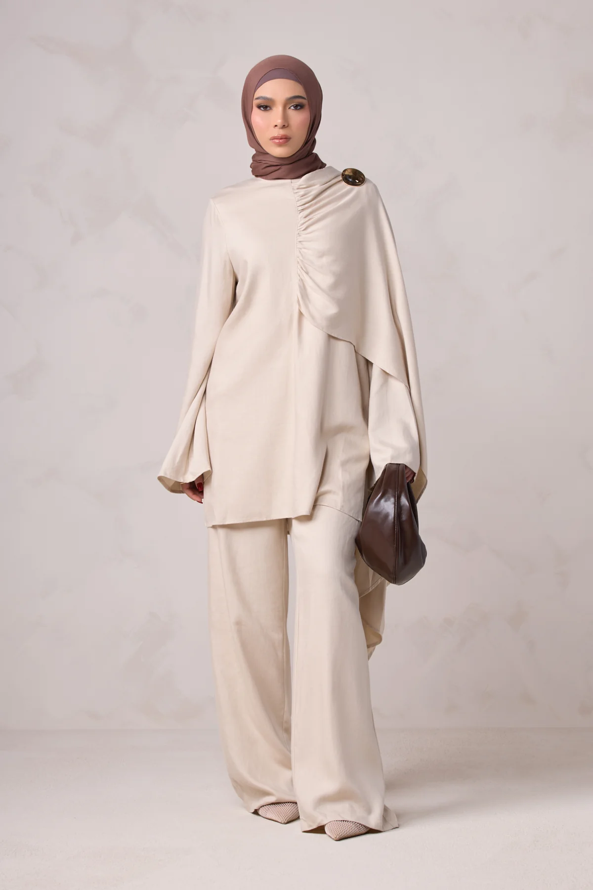 Lauren Cape Tunic - Taupe - Image 7