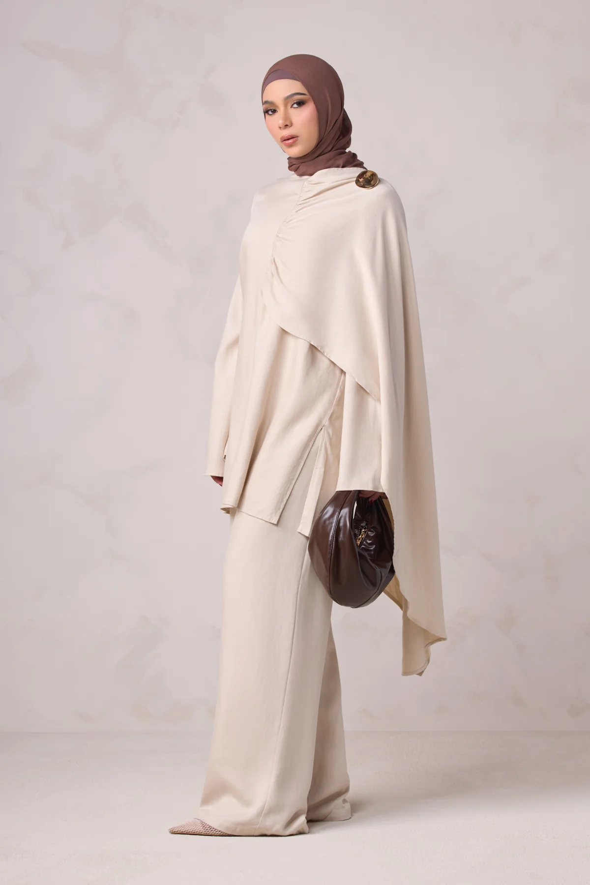 Lauren Cape Tunic - Taupe - Image 6