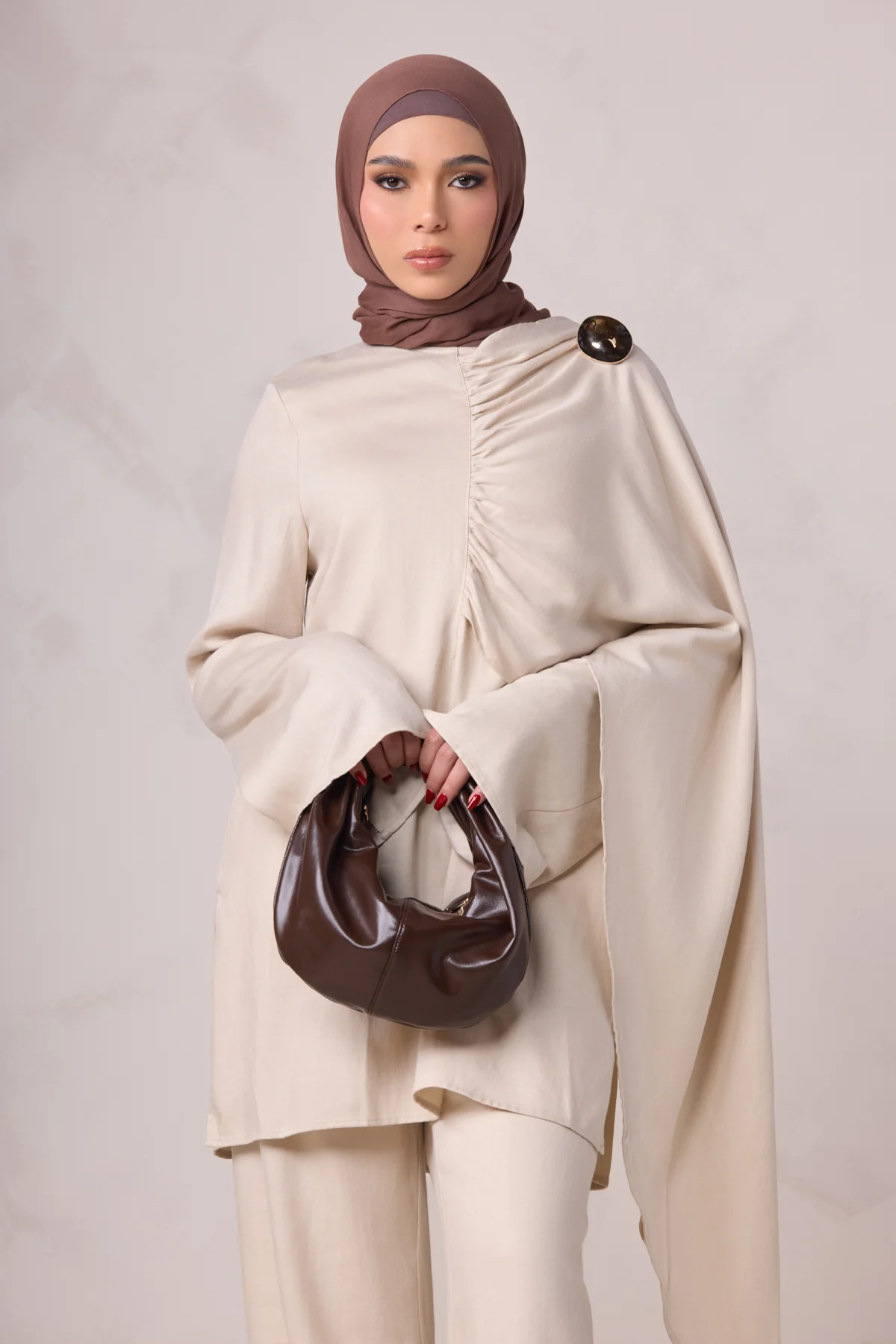 Lauren Cape Tunic - Taupe - Image 4