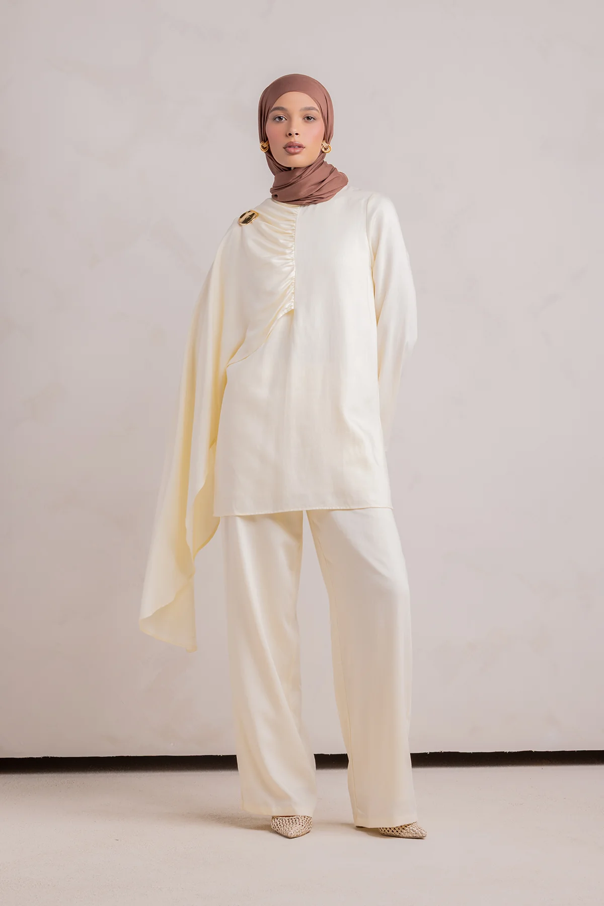 Lauren Cape Tunic - Cream - Image 5