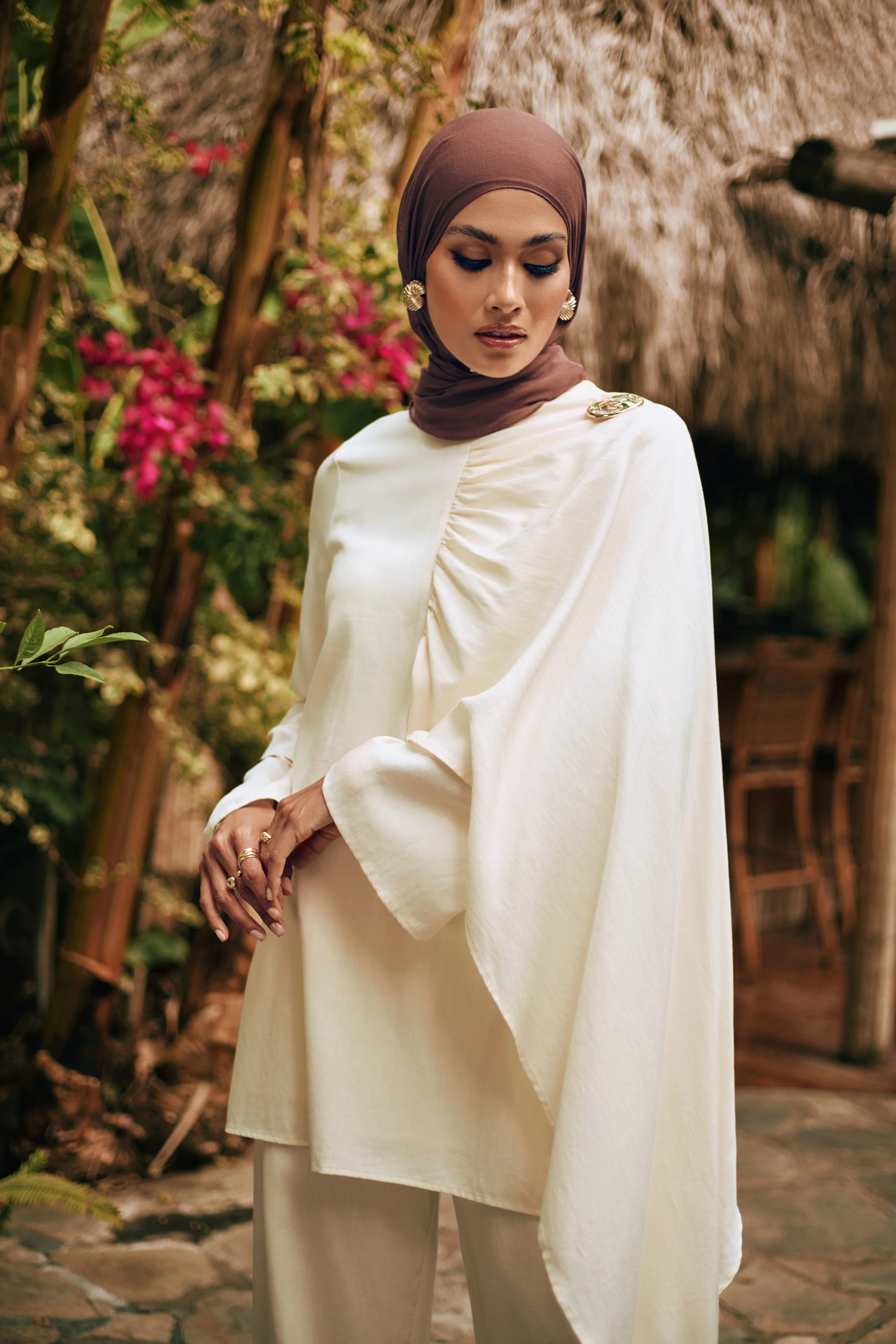 Lauren Cape Tunic - Cream - Image 6
