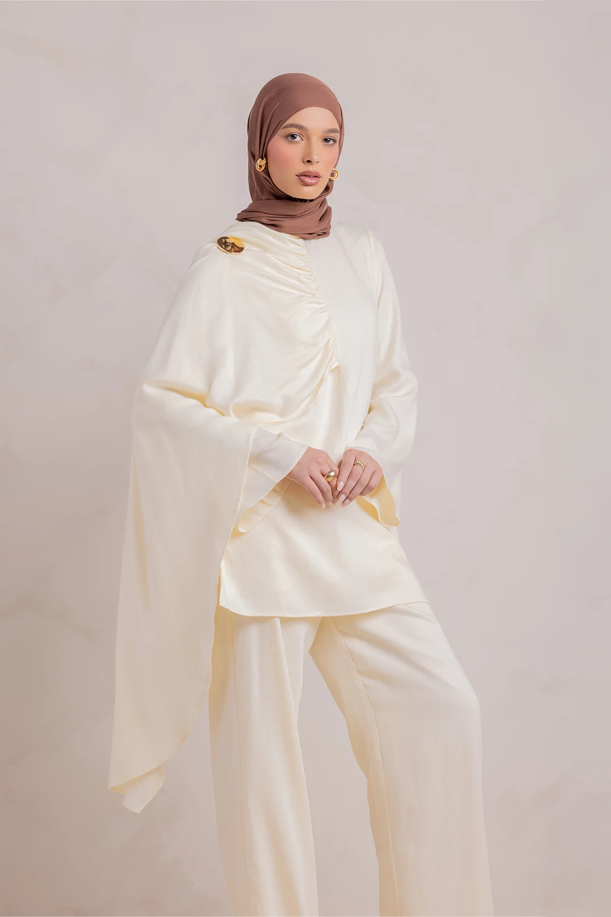 Lauren Cape Tunic - Cream - Image 7