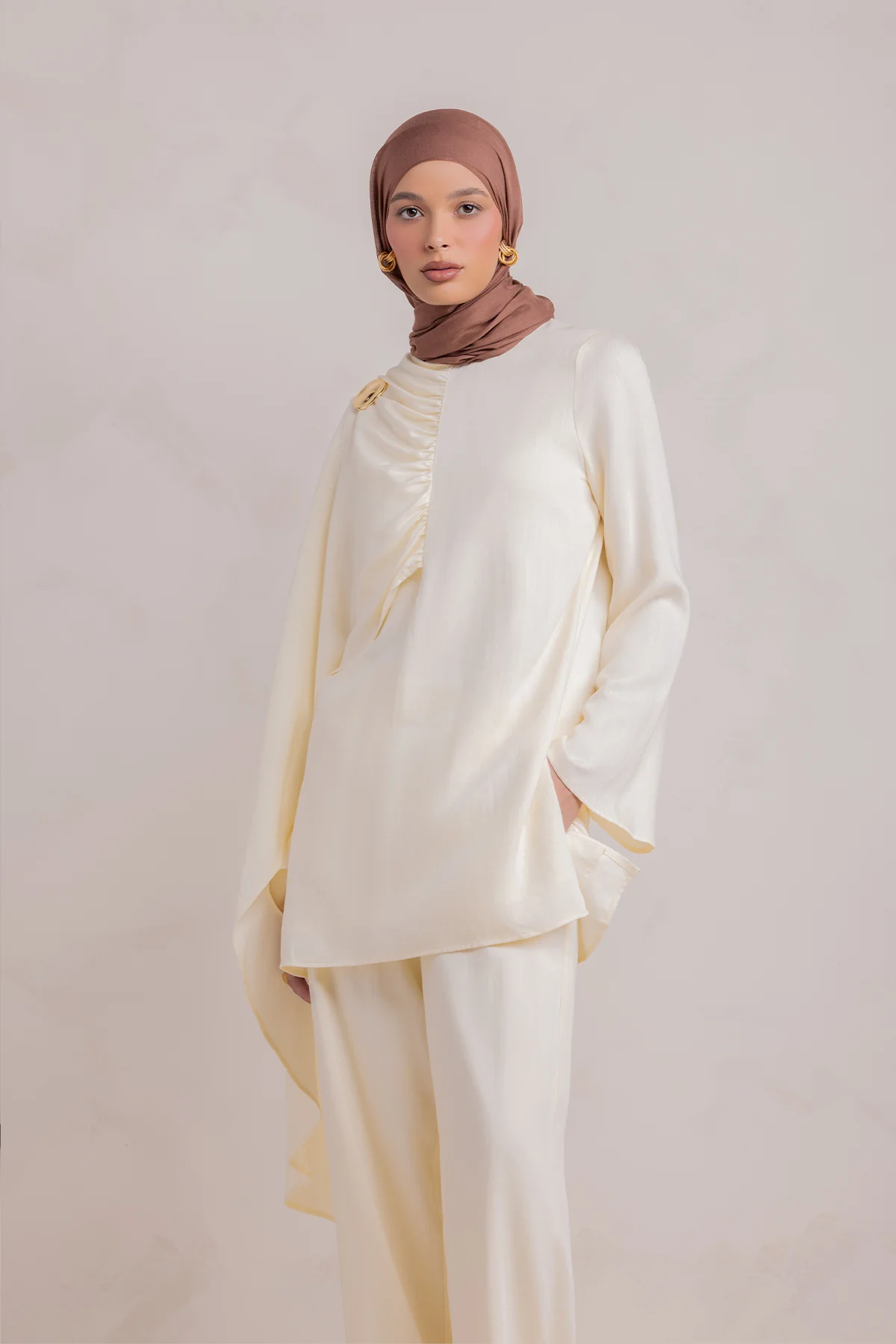Lauren Cape Tunic - Cream - Image 9