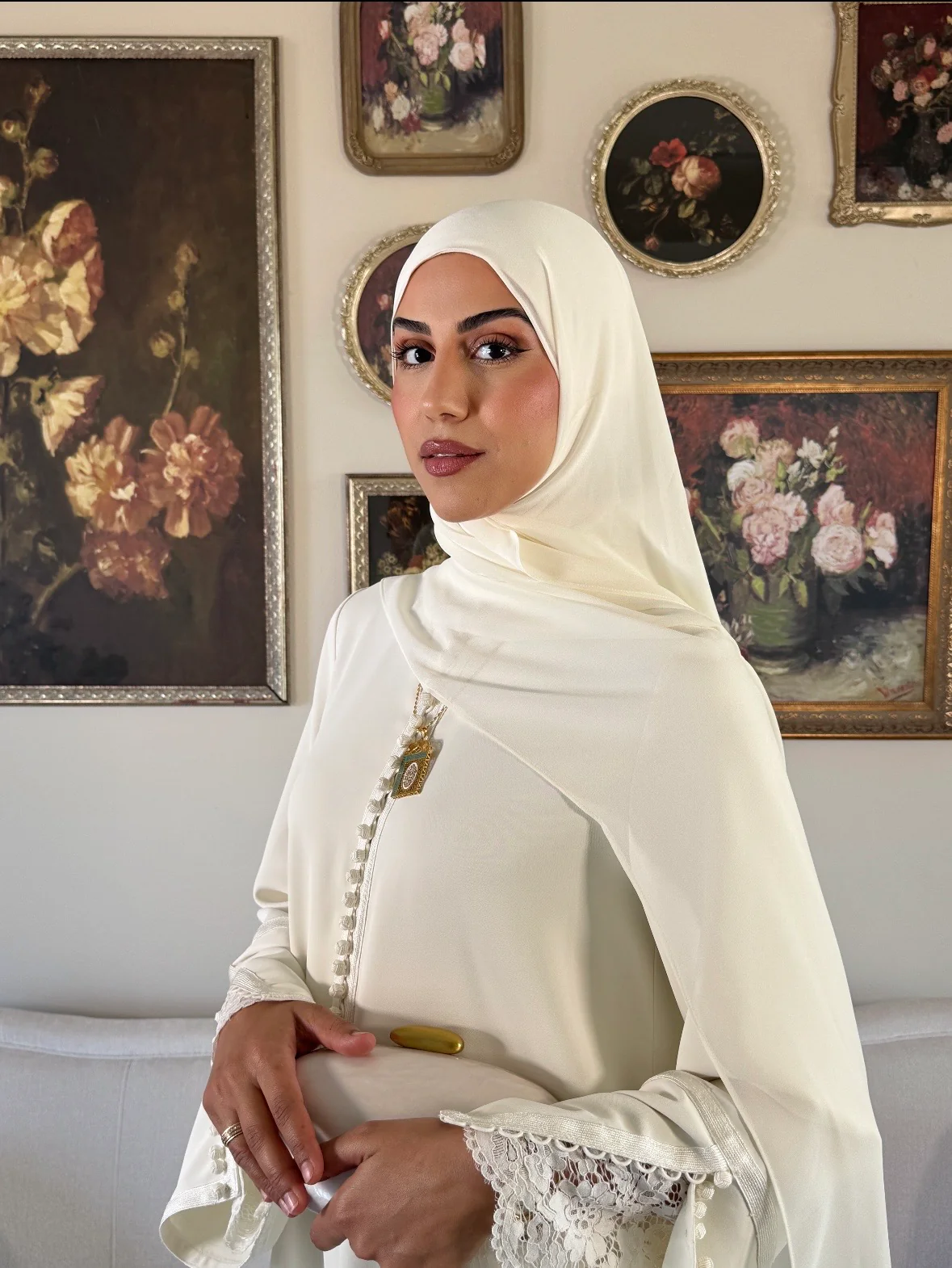 Layali Lace Embroidered Abaya & Hijab Set - Image 11