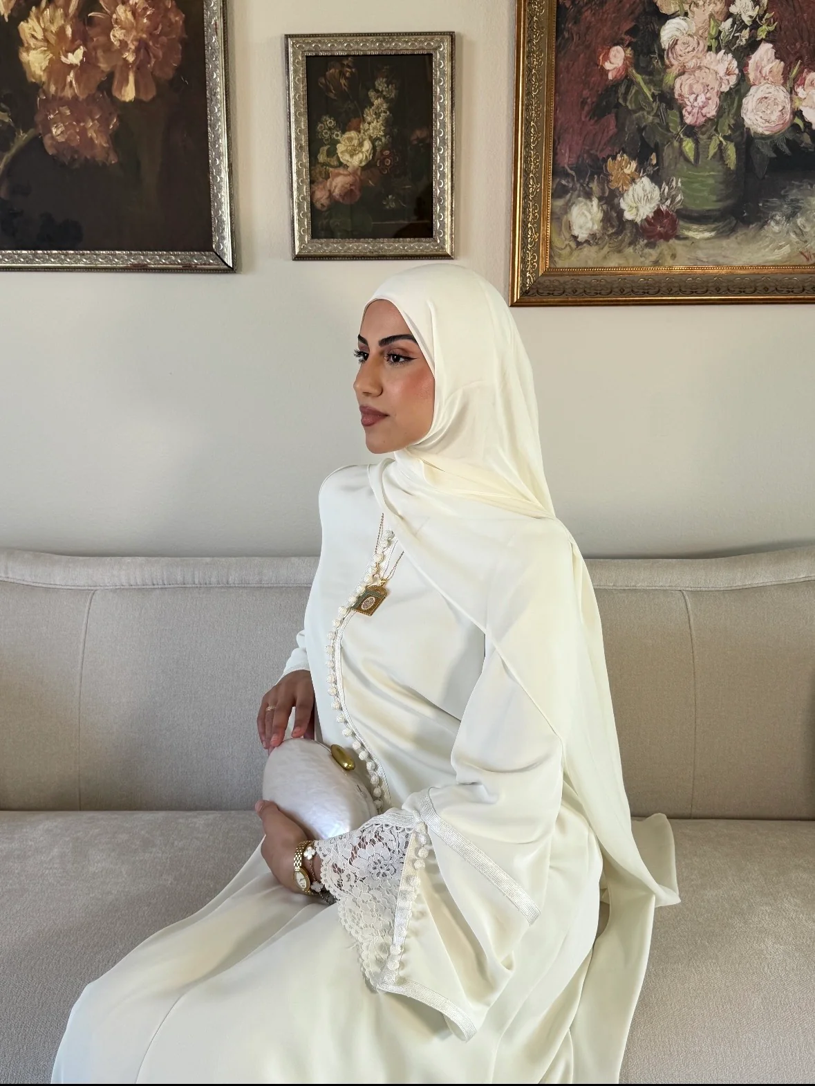 Layali Lace Embroidered Abaya & Hijab Set - Image 16