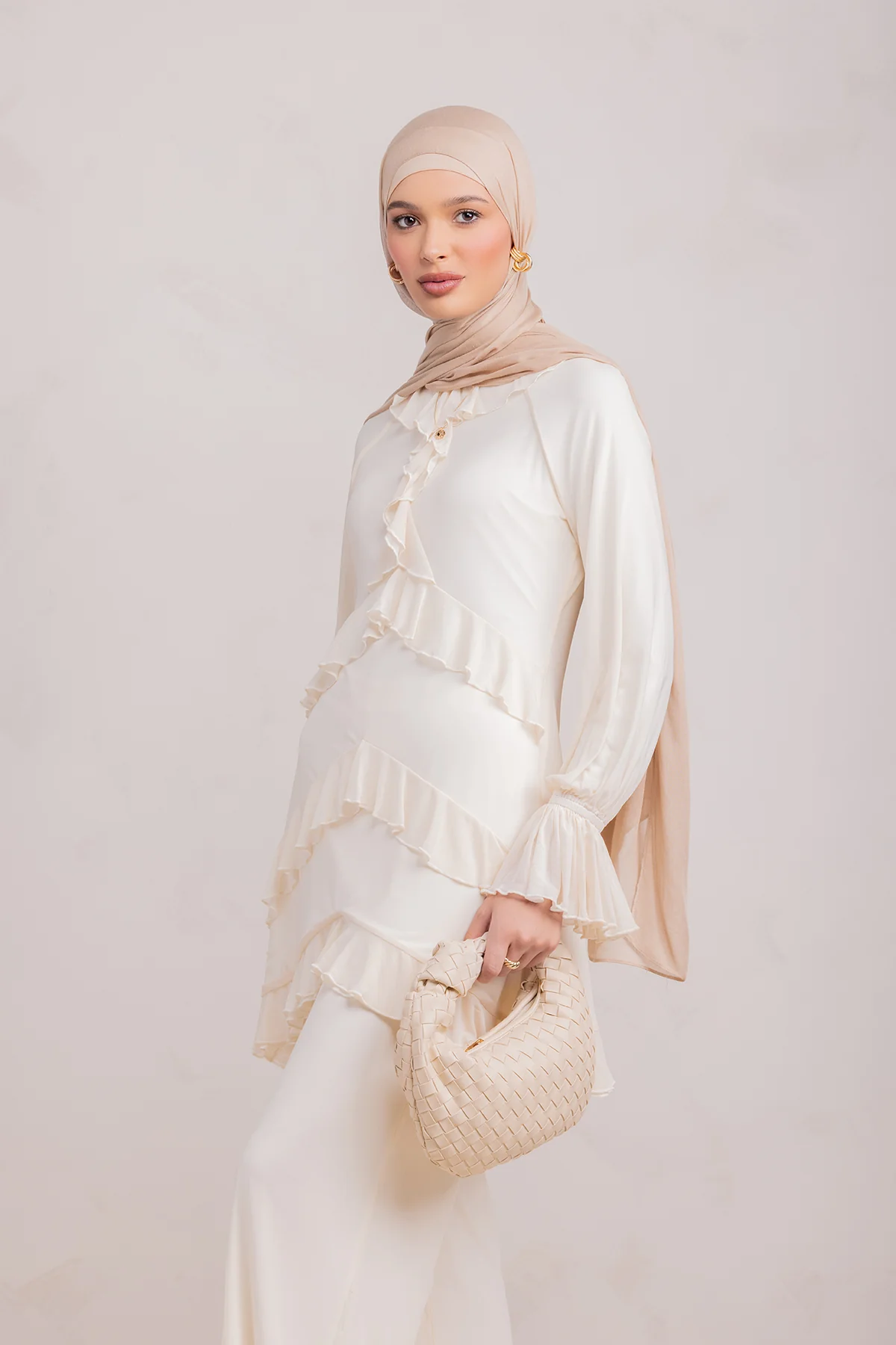 Layali Mesh Top & Pant Set- Off White - Image 9