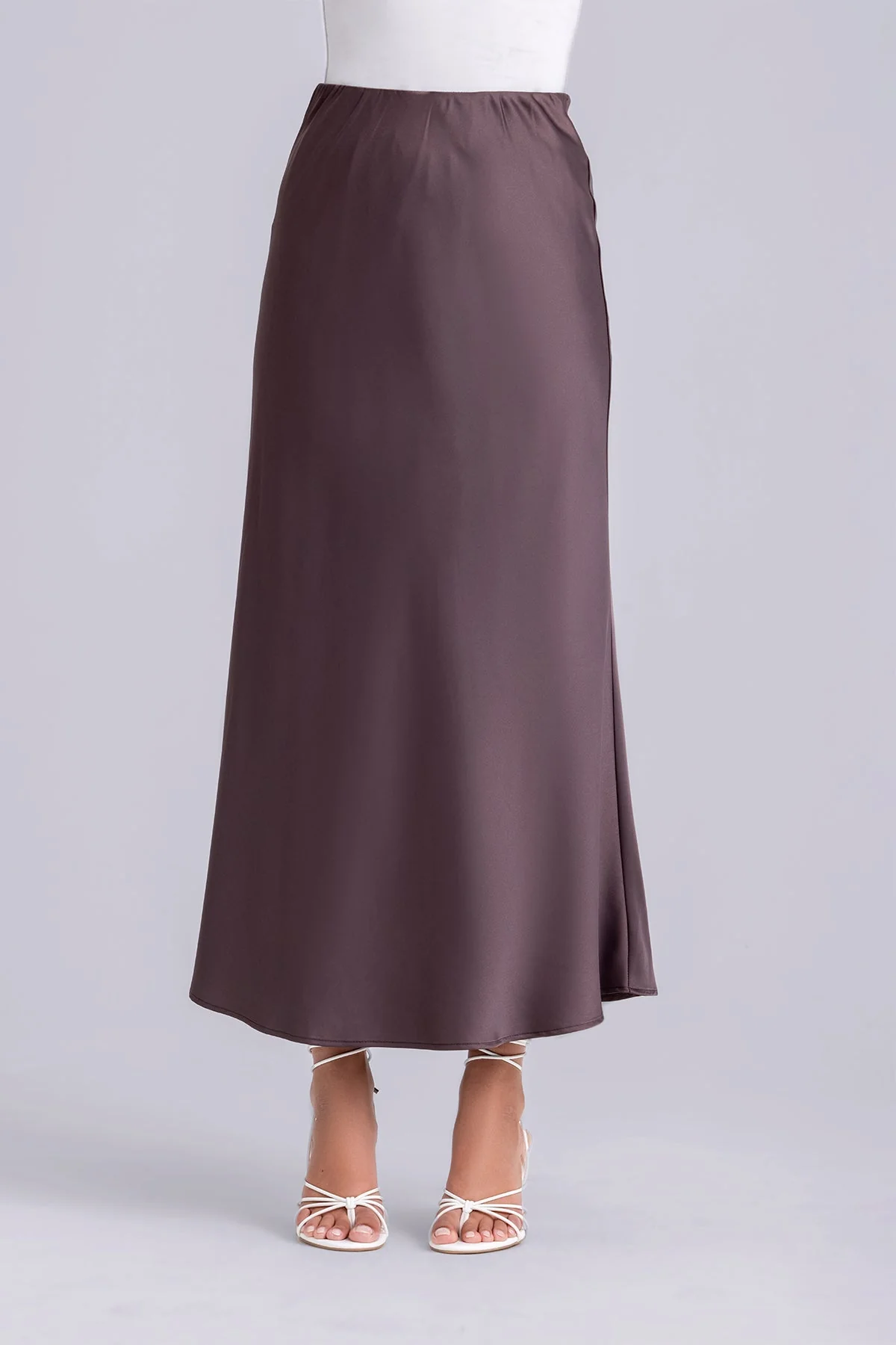 Layan Satin Top and Maxi Skirt Set- Chestnut - Image 6