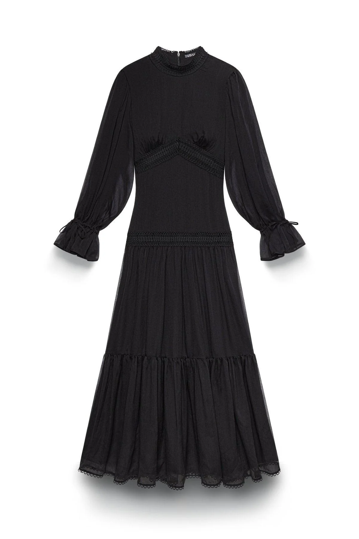 Loren Lace Chiffon Maxi Dress - Black - Image 4