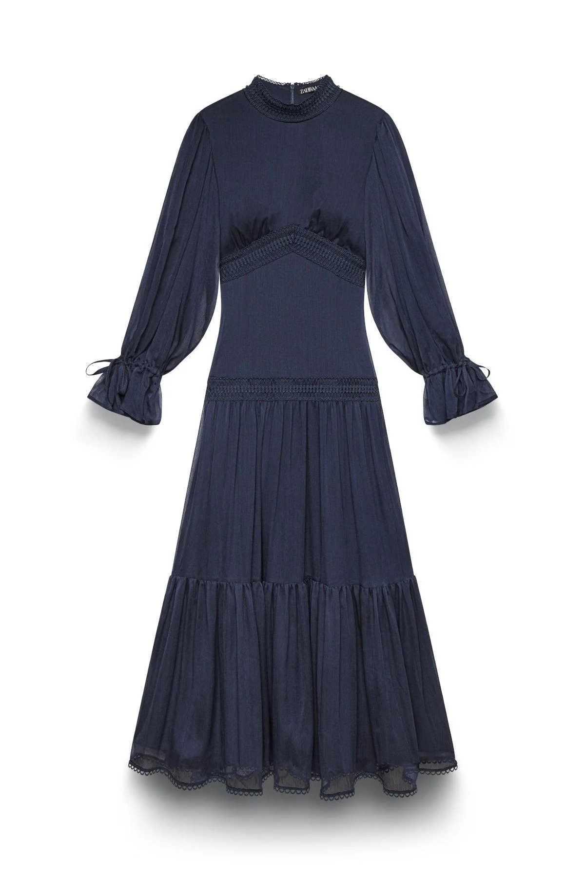 Loren Lace Chiffon Maxi Dress- Denim - Image 5
