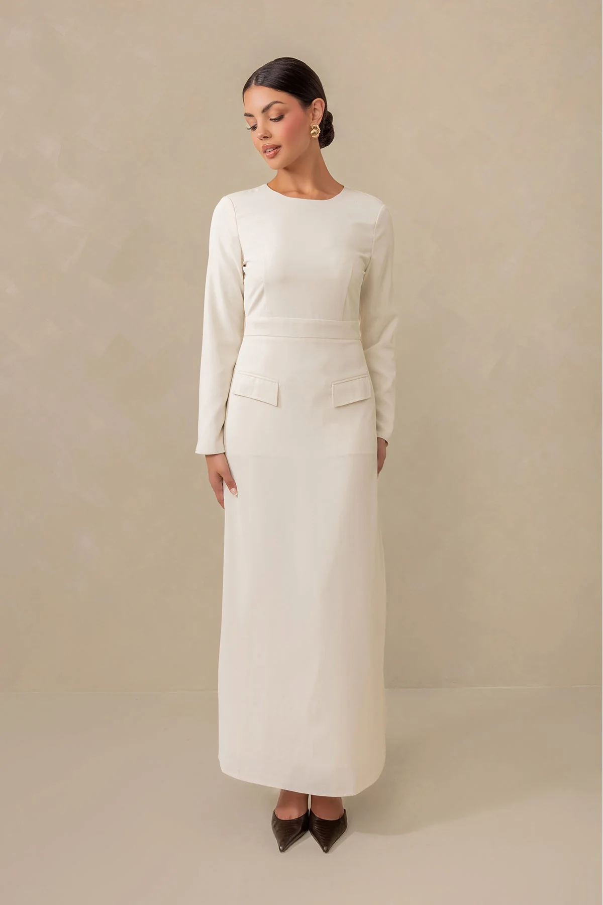 Love Me Always Long Sleeve Maxi Dress - Cream - Image 5