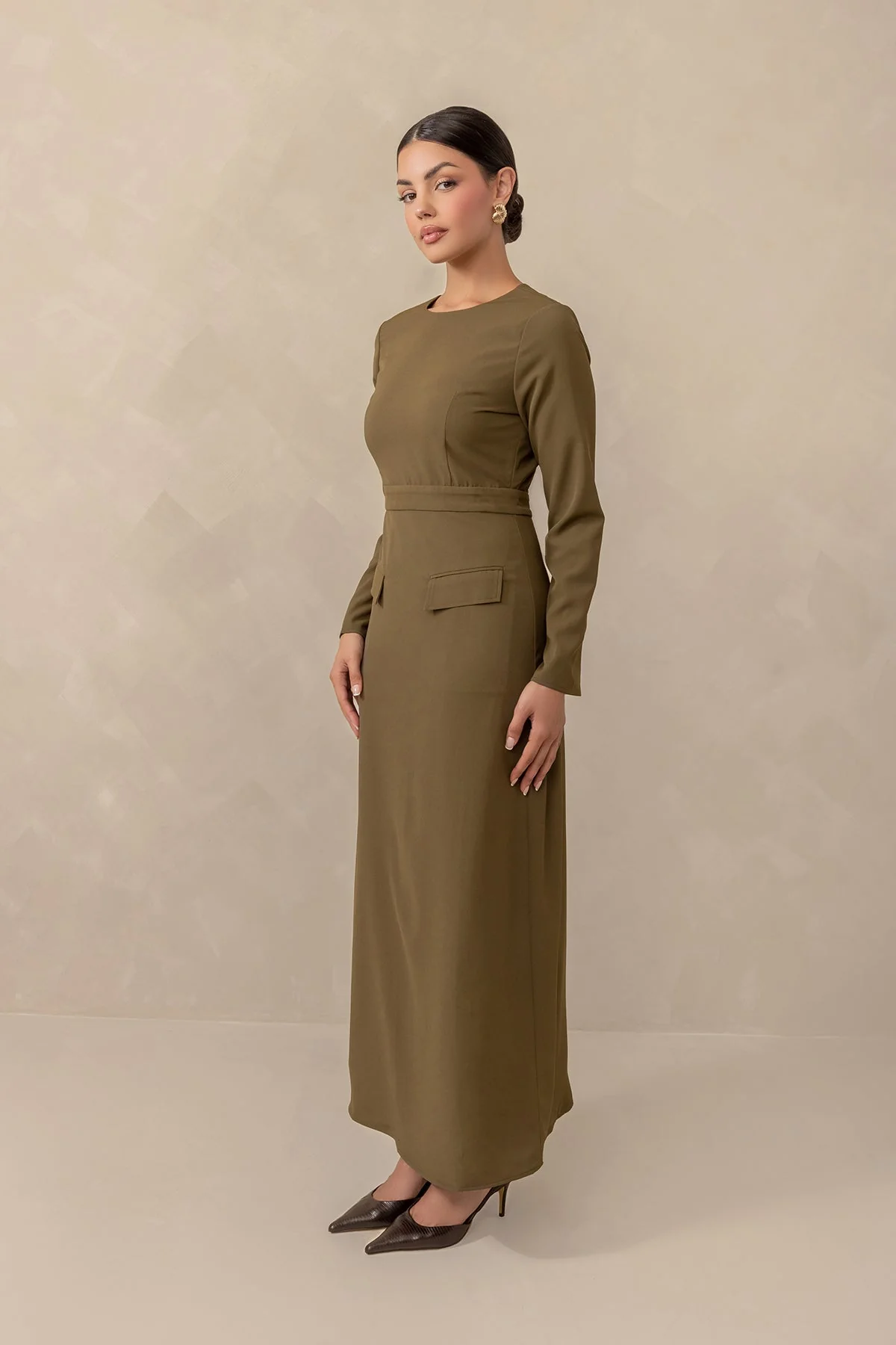Love Me Always Long Sleeve Maxi Dress - Olive - Image 4