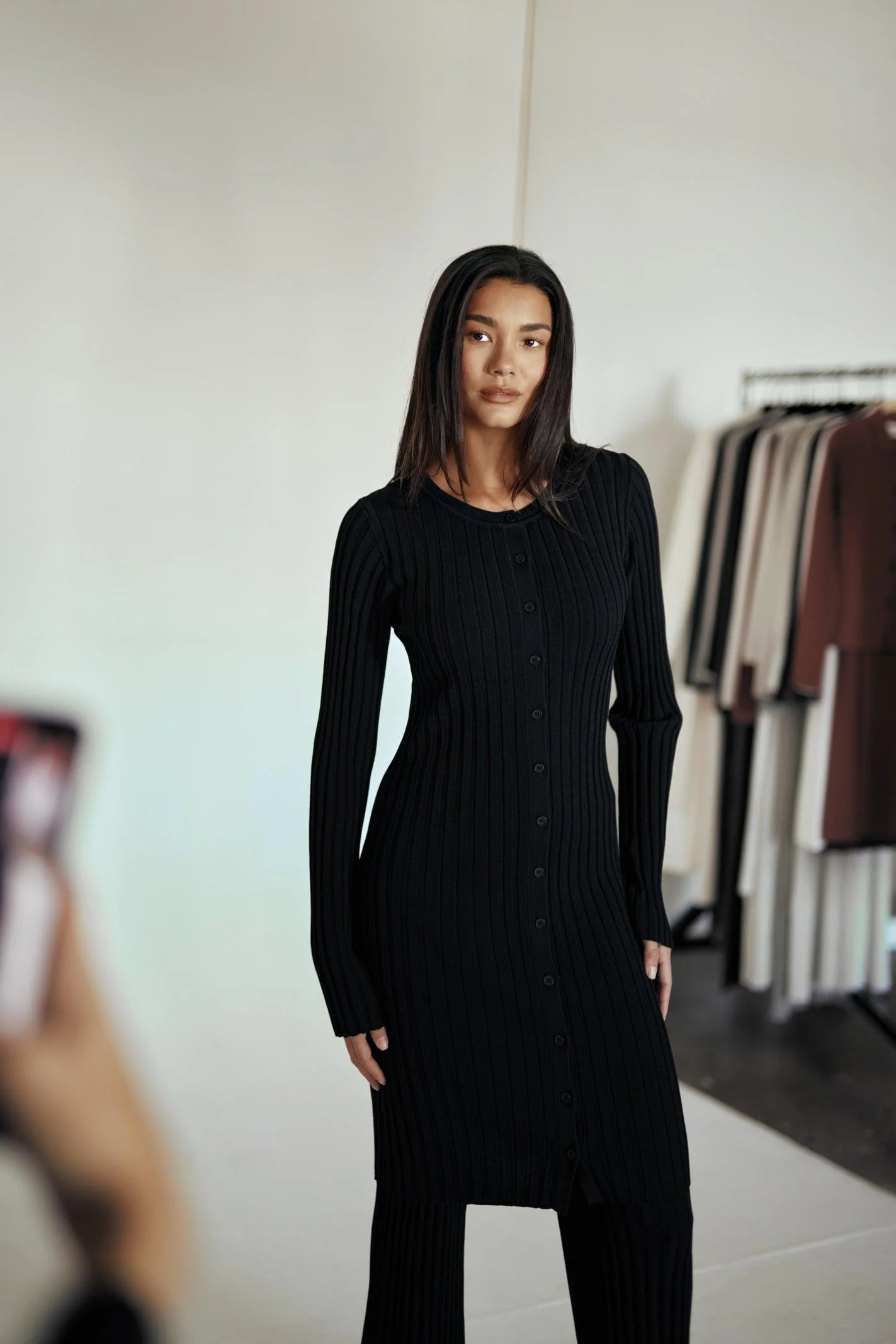 Luna Ribbed Knit Long Sleeve Cardigan - Image 8
