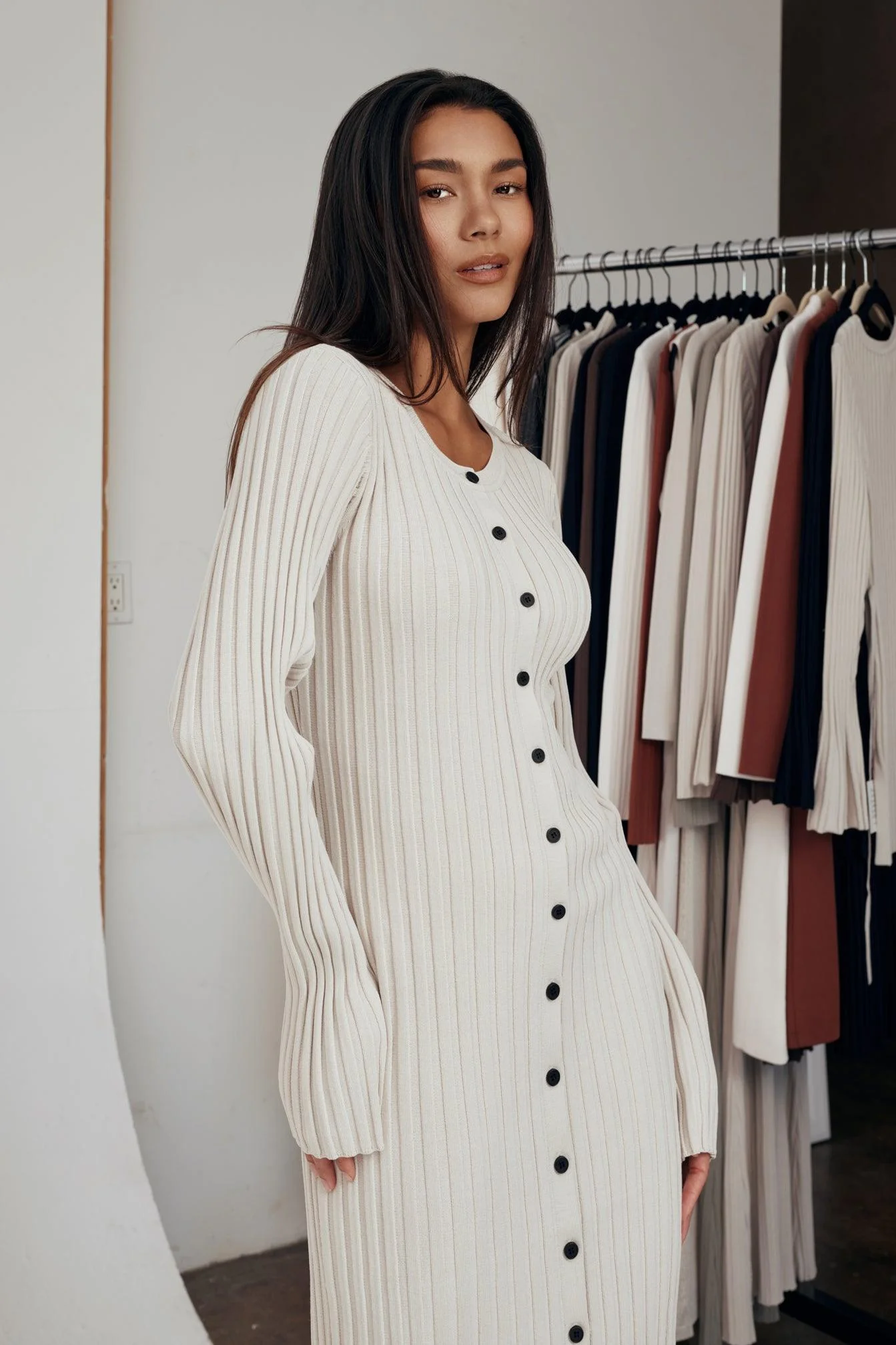Luna Ribbed Knit Long Sleeve Cardigan - Image 6